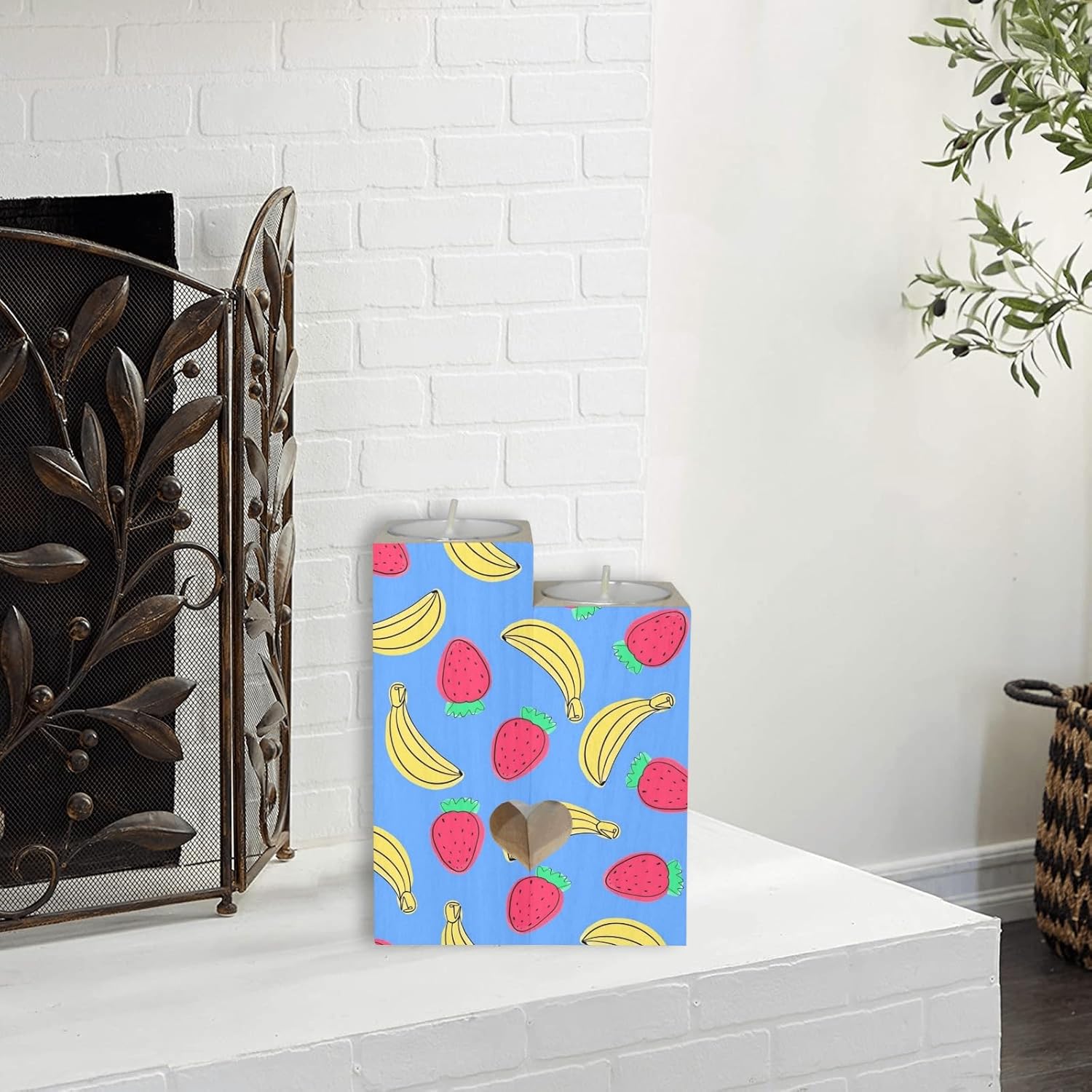 Summer Fruits Candle Holder with Heart Design