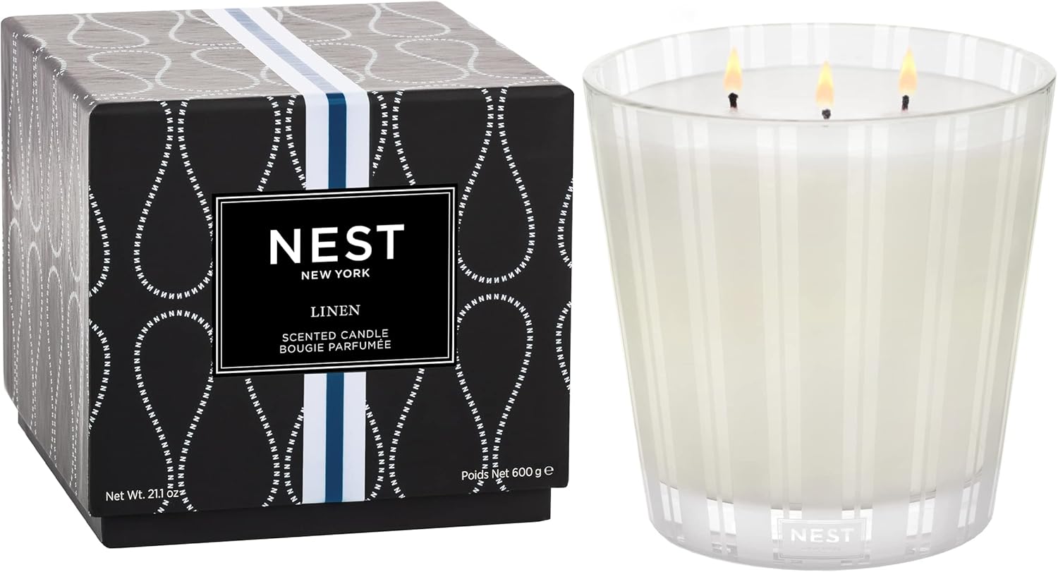 Luxury Glass Candle Linen Fragrance 212 oz 3-Wick