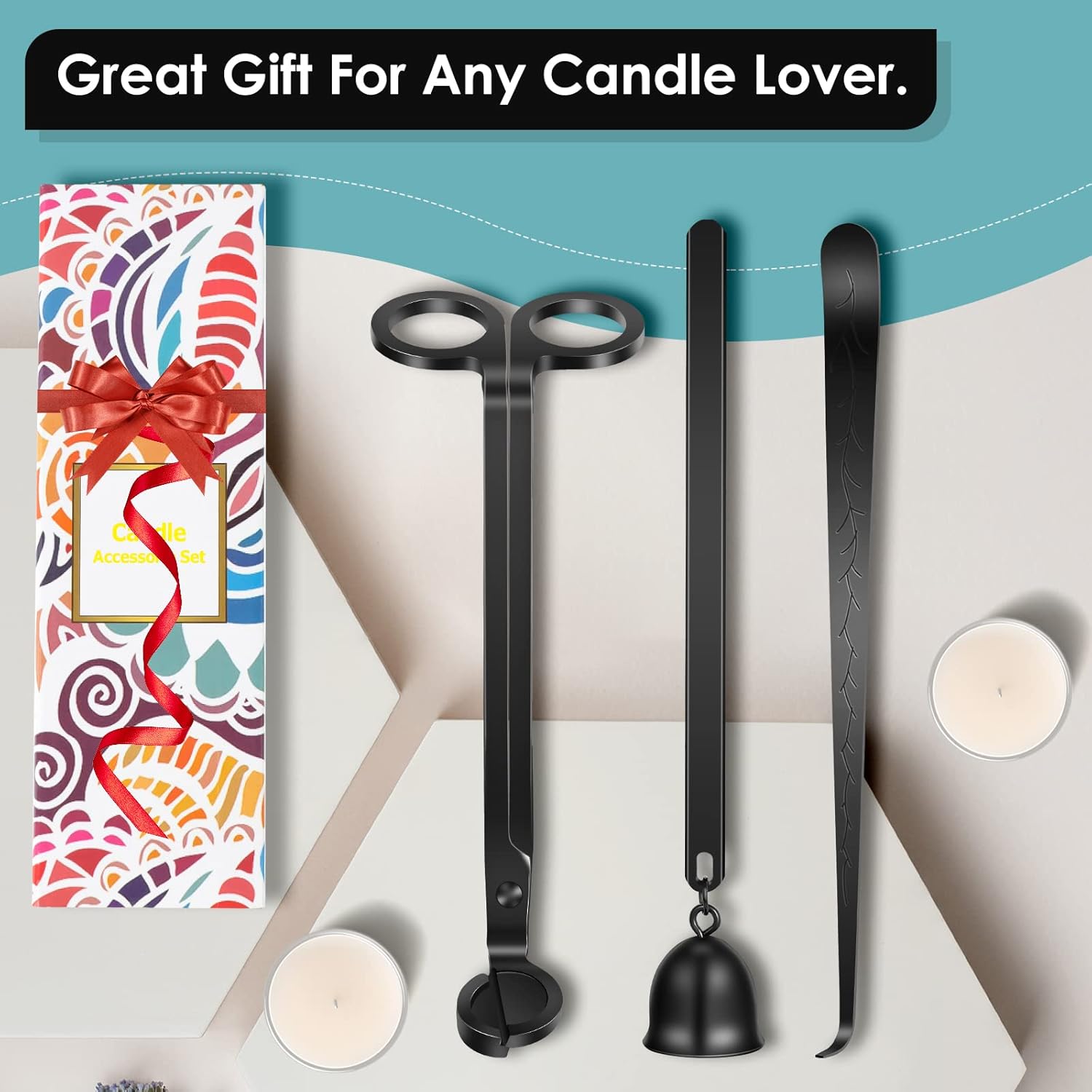 Saiveina 3 in 1 Candle Accessory Set Black
