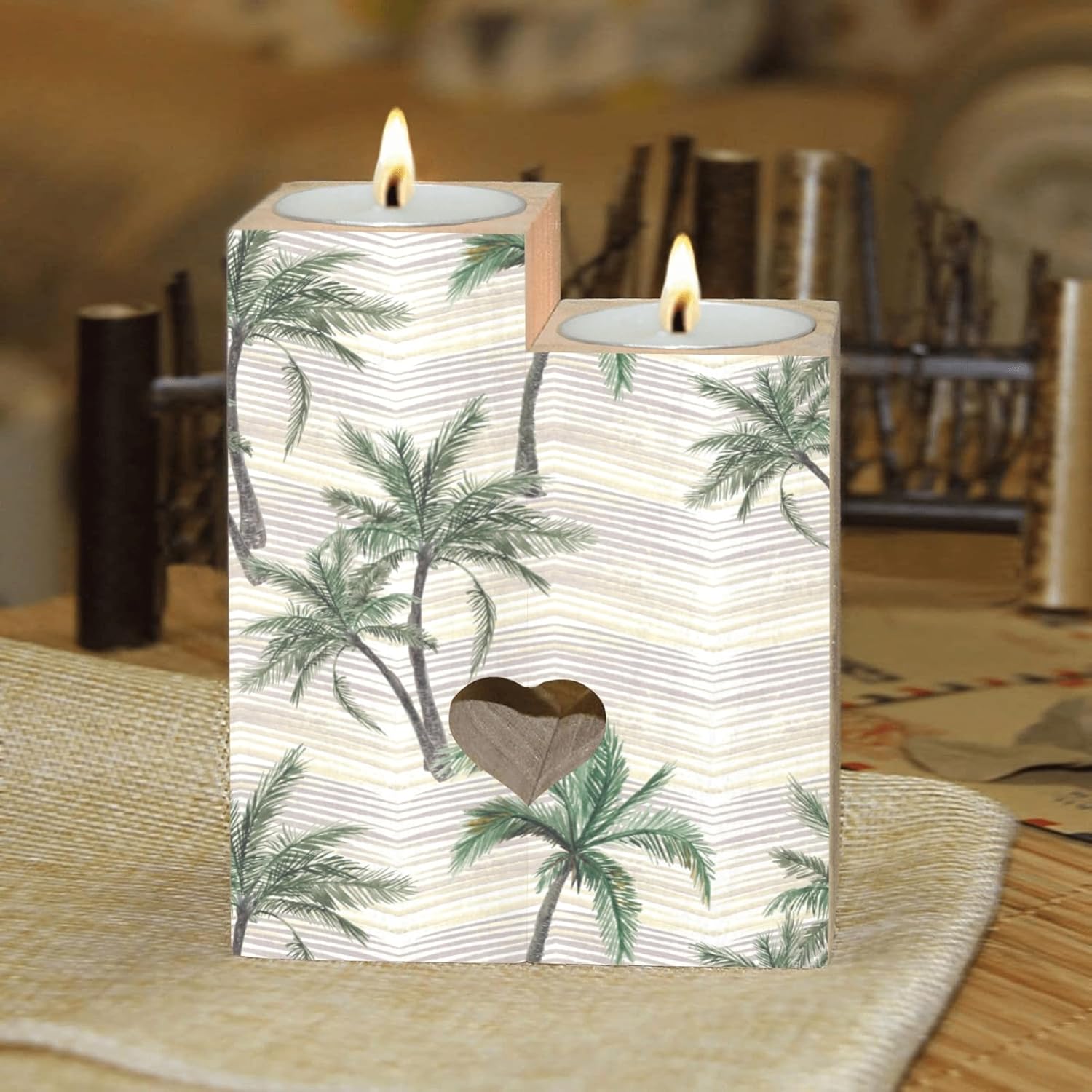 Tropical Background Candle Holders