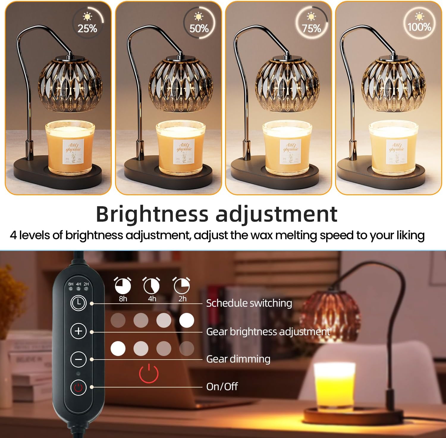 Candle Warmer Lamp with Timer 4-Level Dimmer
