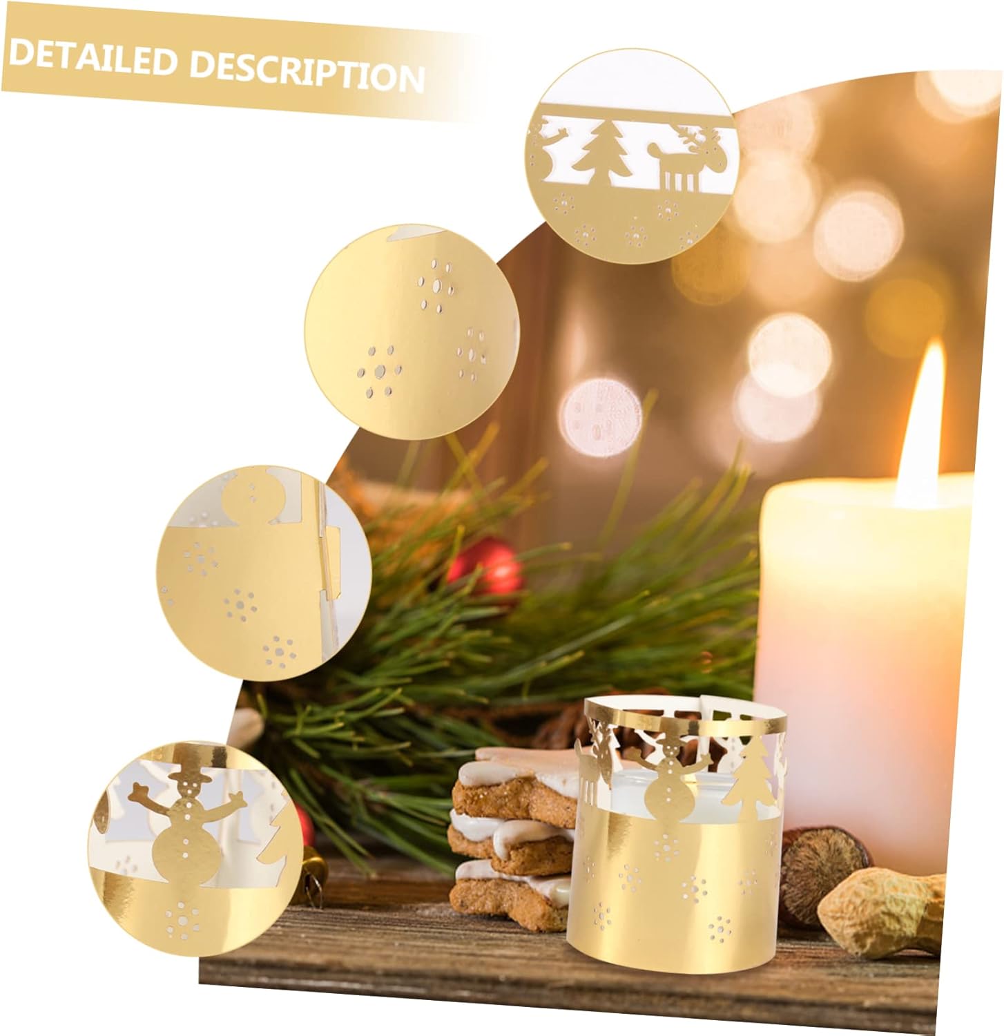 50pcs Christmas Paper Lampshade Decorations Snowflake Candle Shade