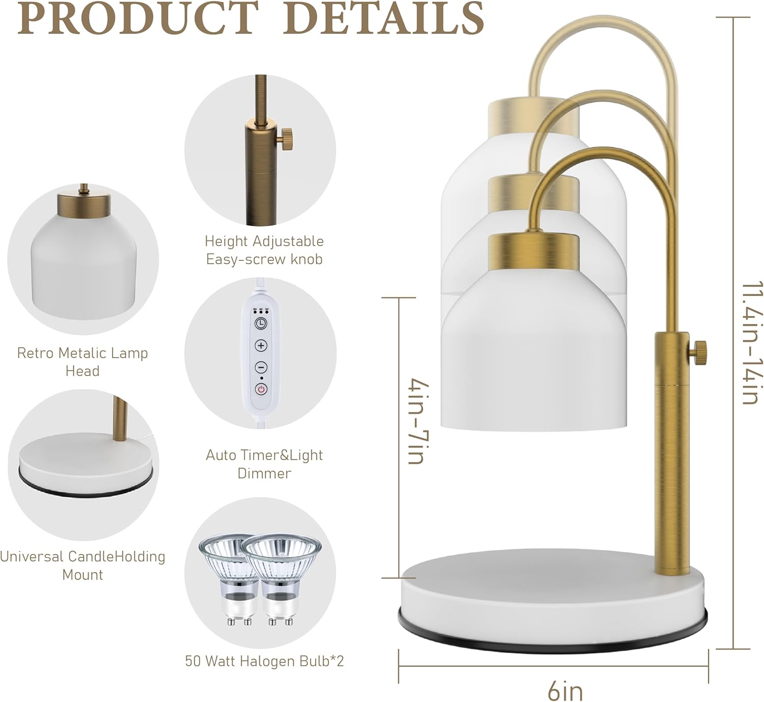AIKUT Candle Warmer Lamp Timer Dimmer Perfect for Large Candles Durable Stylish