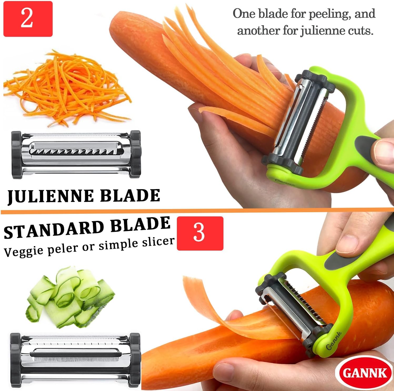 3-in-1 Julienne Potato Peeler Set with Julienne Bit and Potato Nullifier