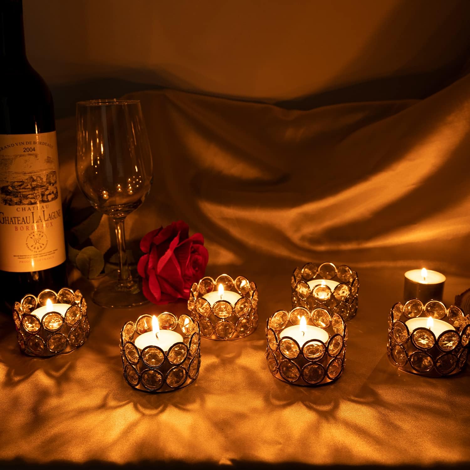 Gleaming Gold Crystal Candle Holders