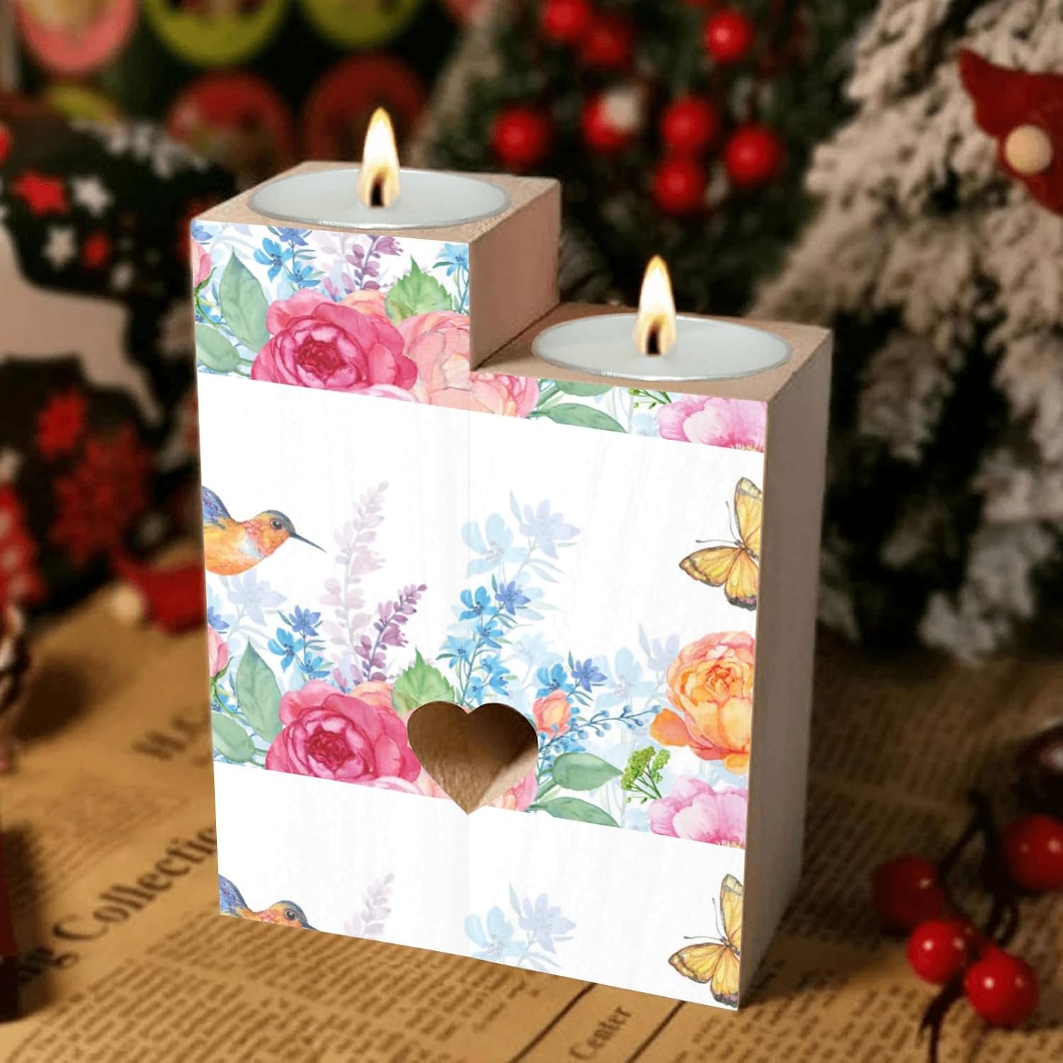 OTVEE Hummingbird Butterfly Heart Candle Holders
