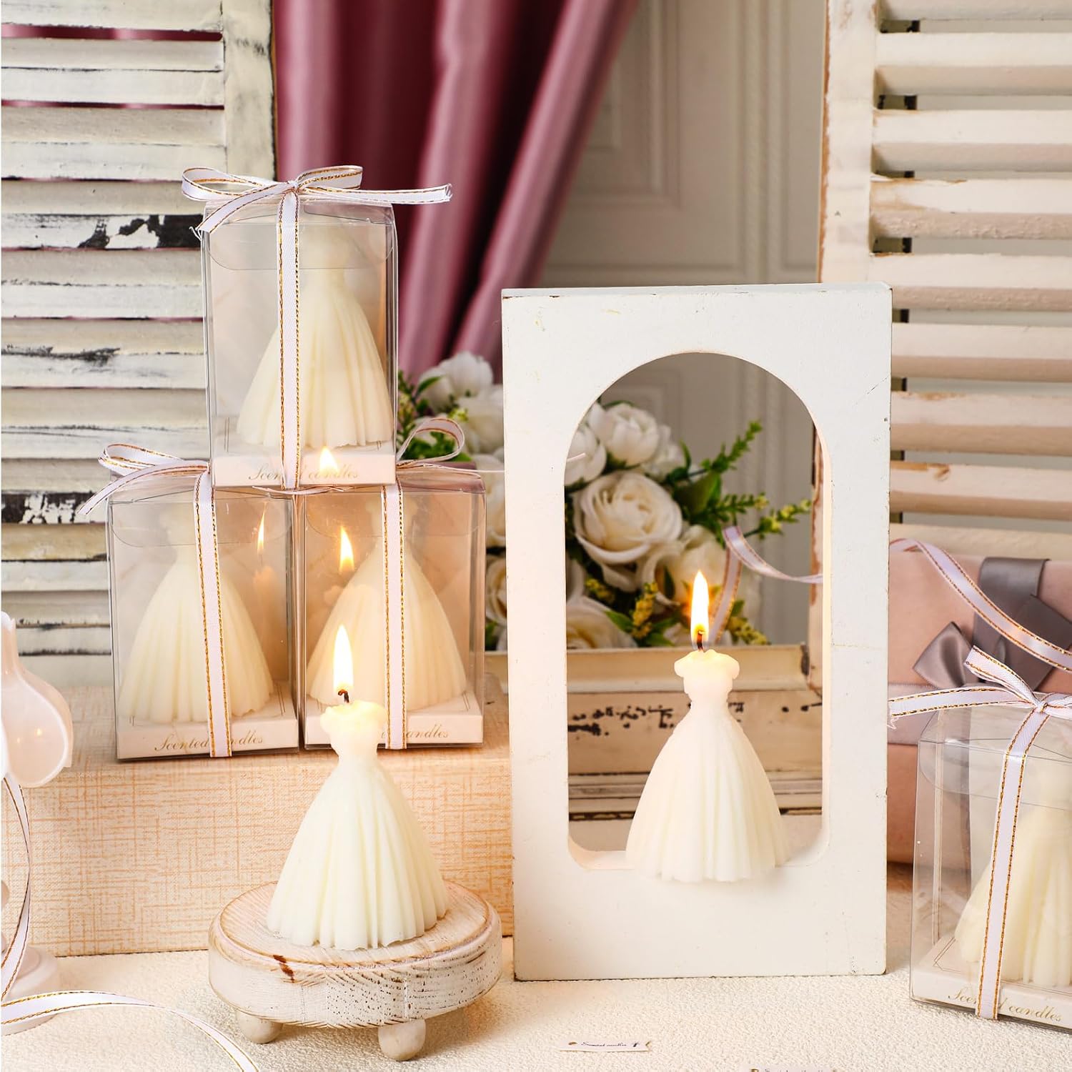 MTLEE 6-Pack Bridesmaid Wedding Dress Candles