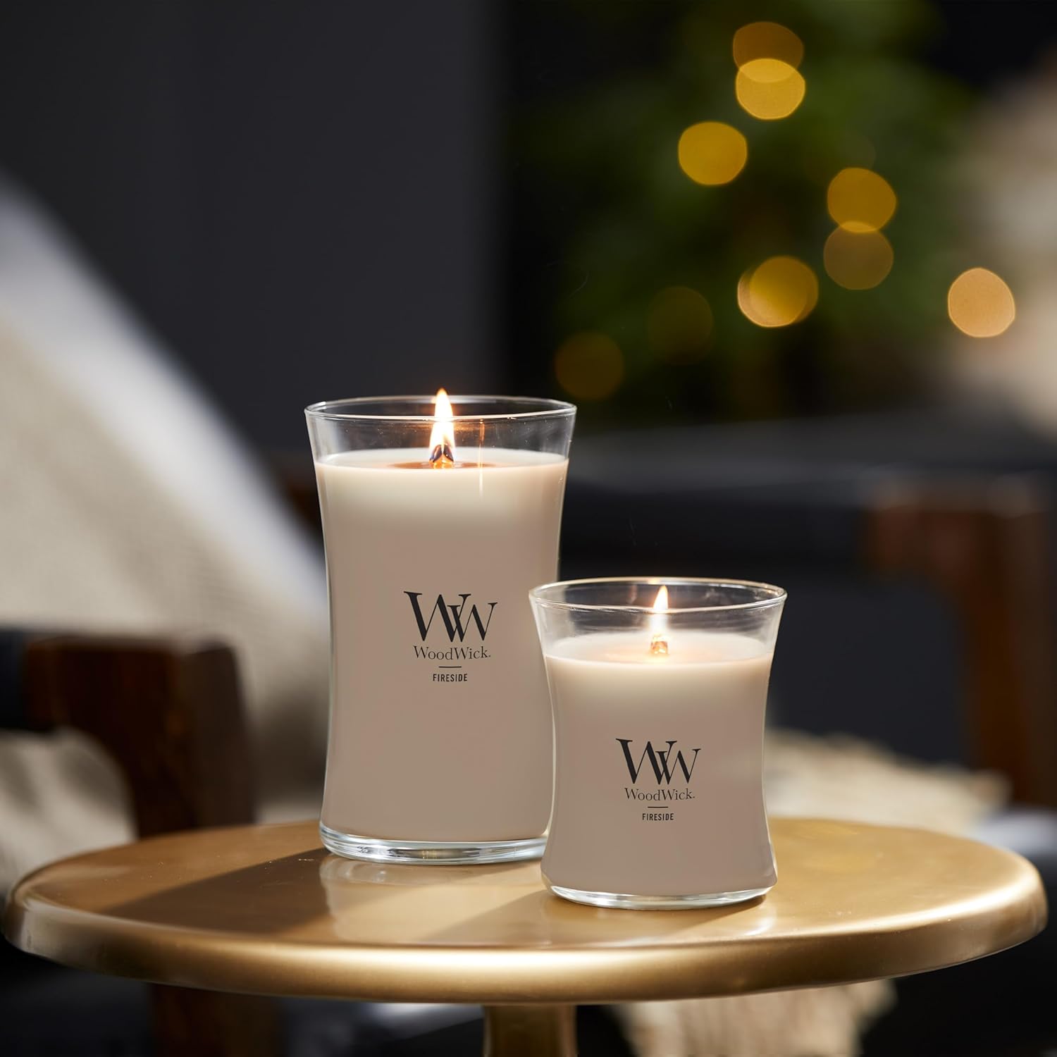 WoodWick Medium Hourglass Candle Fireside Scent Premium Soy Blend