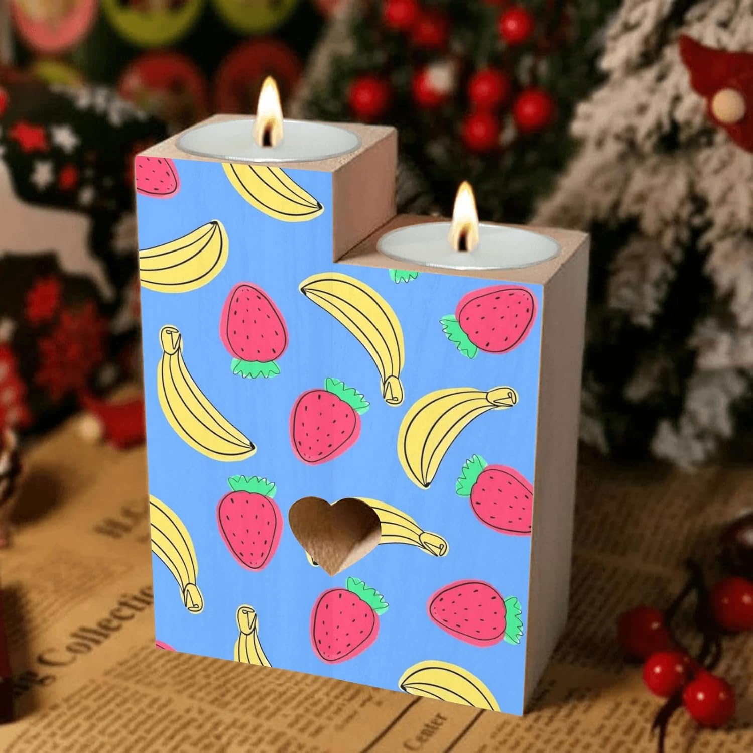 Summer Fruits Candle Holder with Heart Design