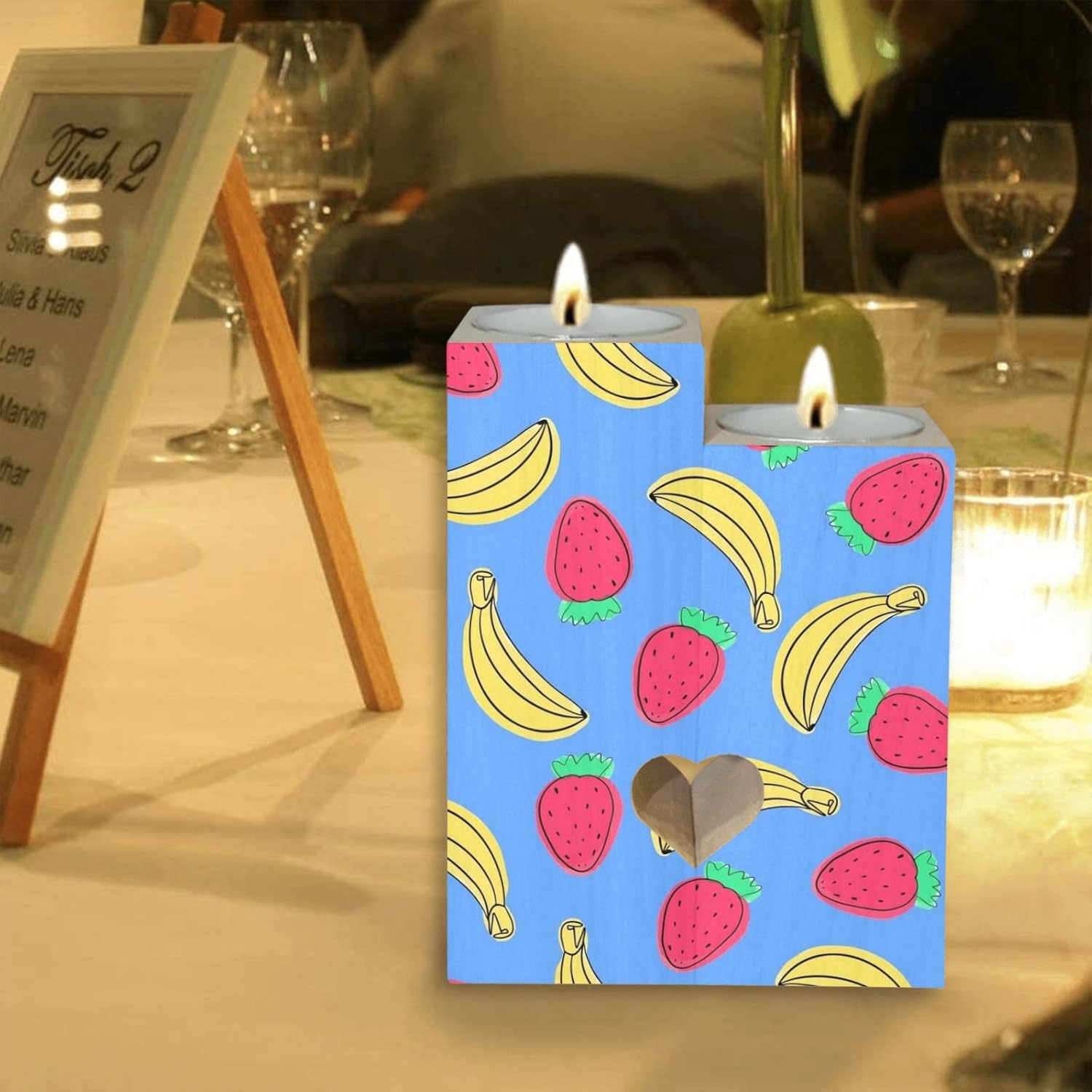 Summer Fruits Candle Holder with Heart Design