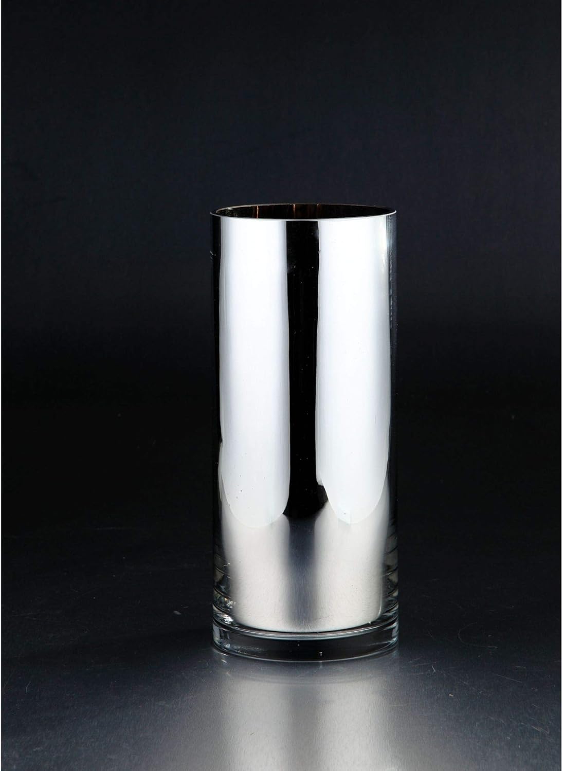 CC Home Furnishings 11 Shiny Silver Hand Blown Glass Pillar Candle Holder