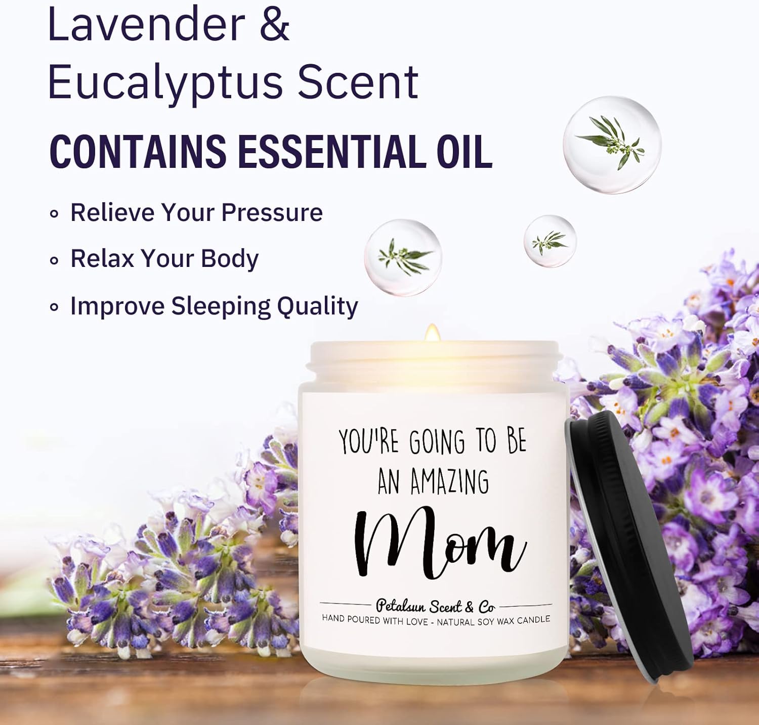 Petalsun Lavender Soy Candle for New Moms 7OZ