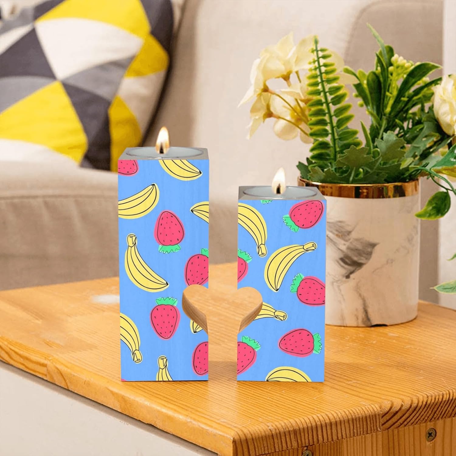 Summer Fruits Candle Holder with Heart Design