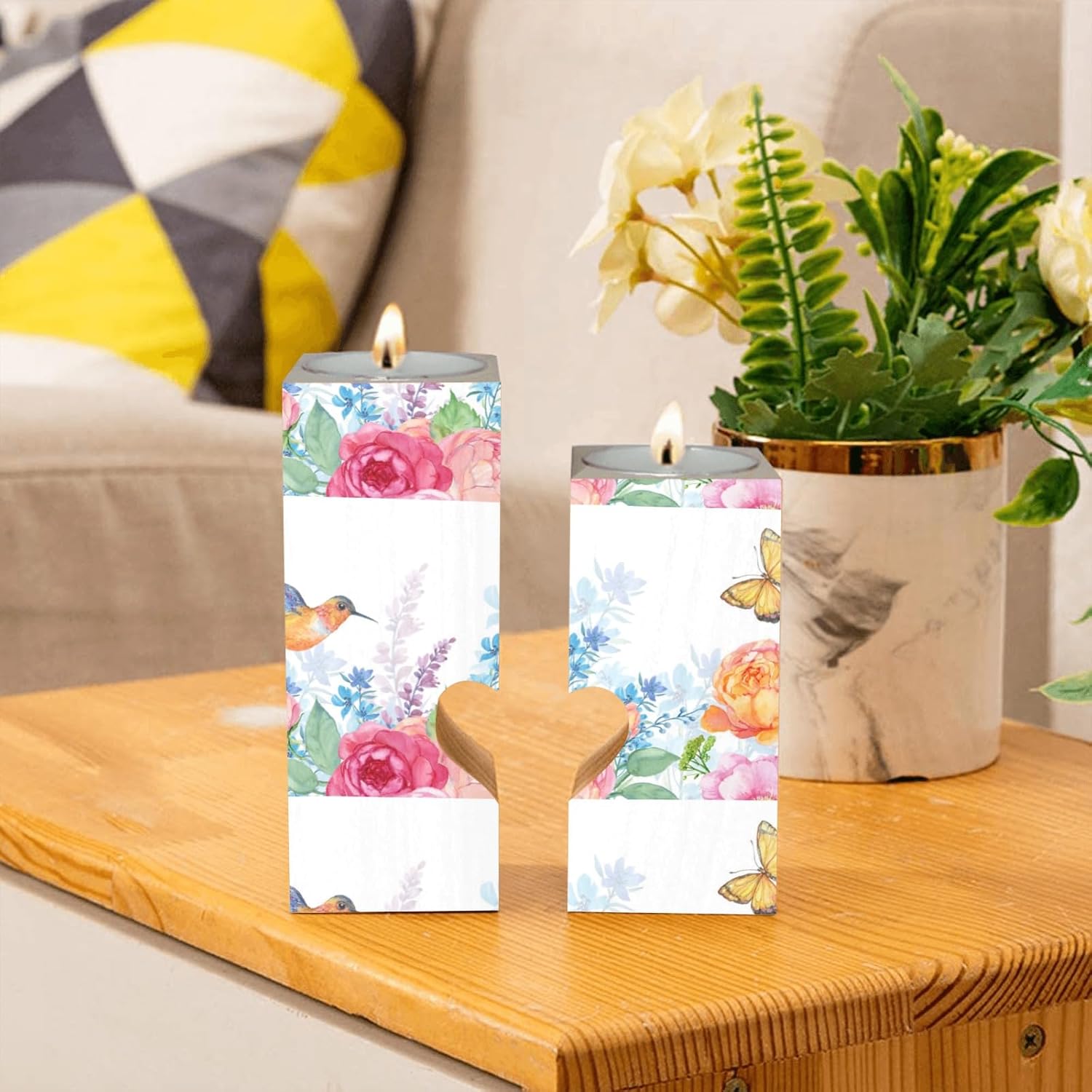OTVEE Hummingbird Butterfly Heart Candle Holders