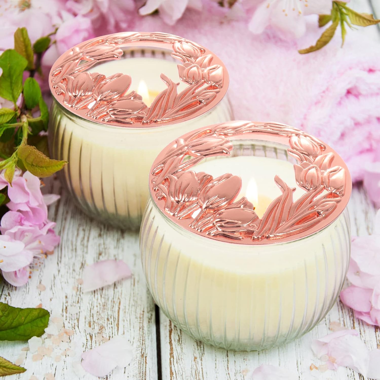 VOSAREA Windproof Durable Rose Gold Metal Candle Shade