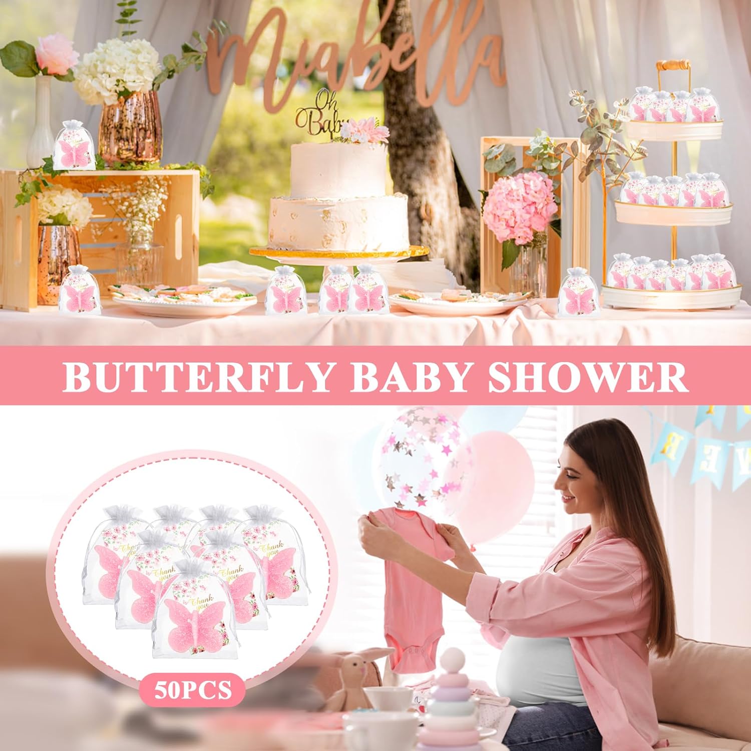 50-Set Butterfly Baby Shower Party Favor Set