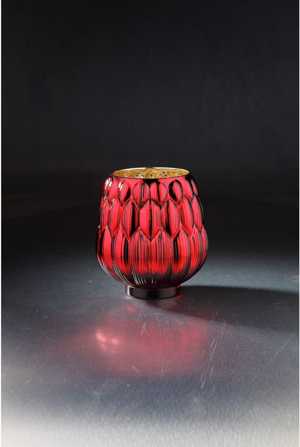 8-inch Red Geometric Glass Pillar Candle Holder