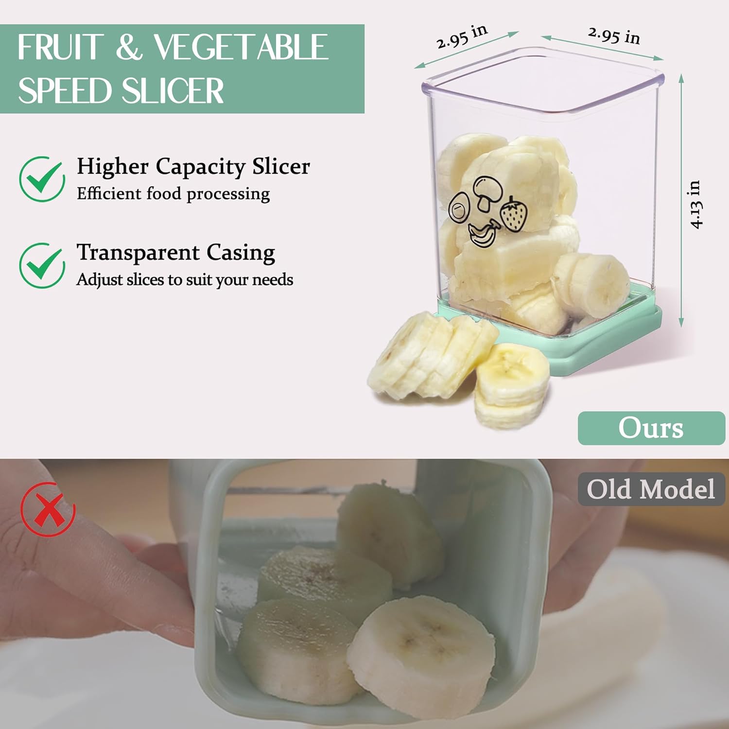 ERHIRY Speed Fruit Slicer for Bananas Strawberries Eggs and More Cyan