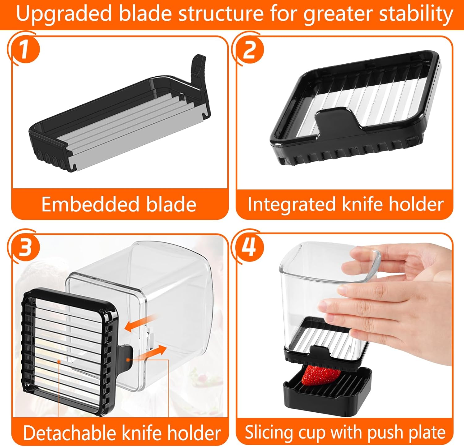 2-Pack Fruit Slicer Cup with Push Plate Durable Safe Kitchen Gadget
