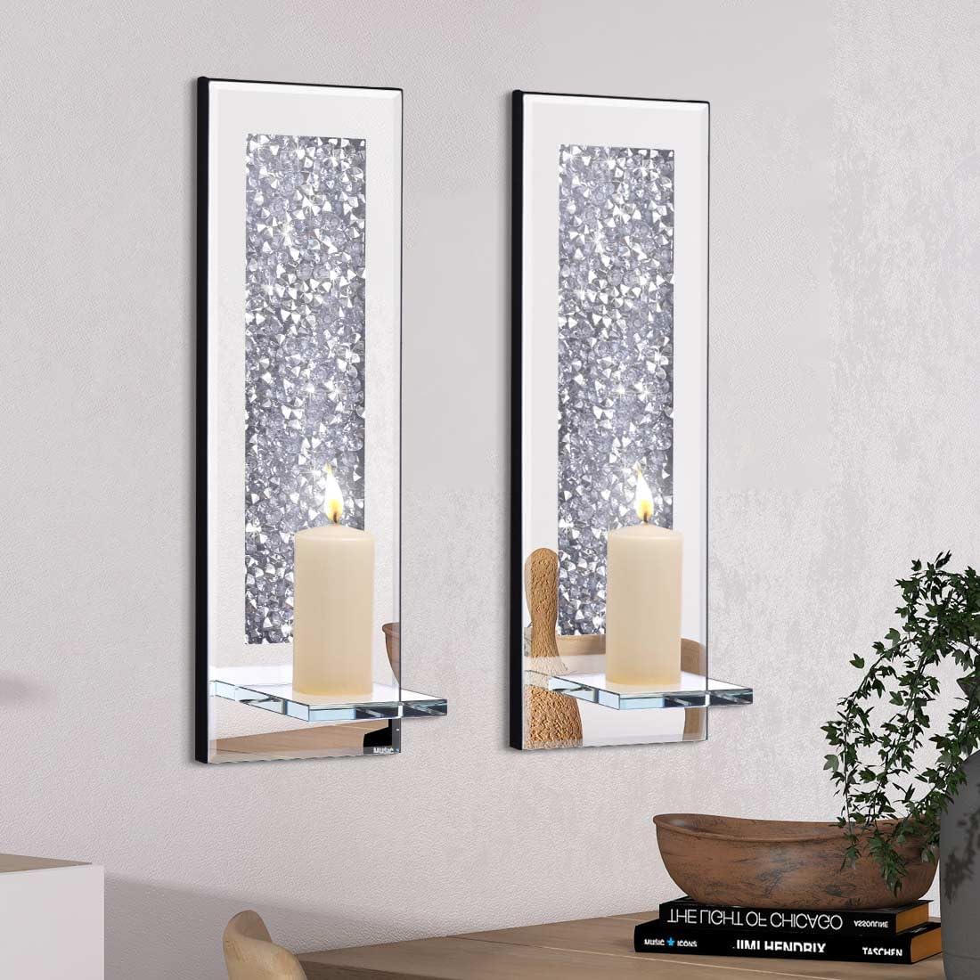 Pibeyer Crystal Diamond Candle Sconces Set of 2
