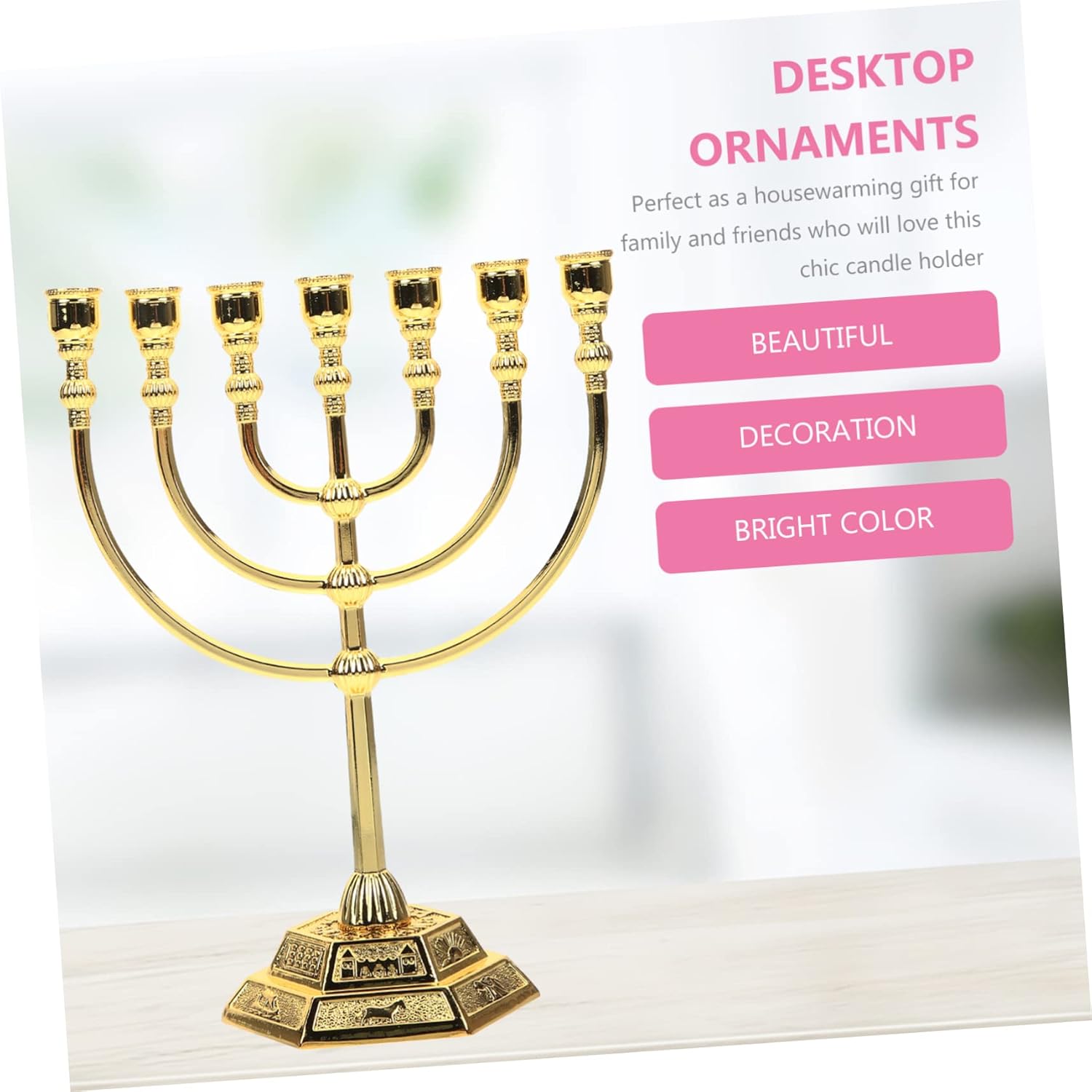 Elegant 7-Piece Metal Candlestick Set for Jewish Decor