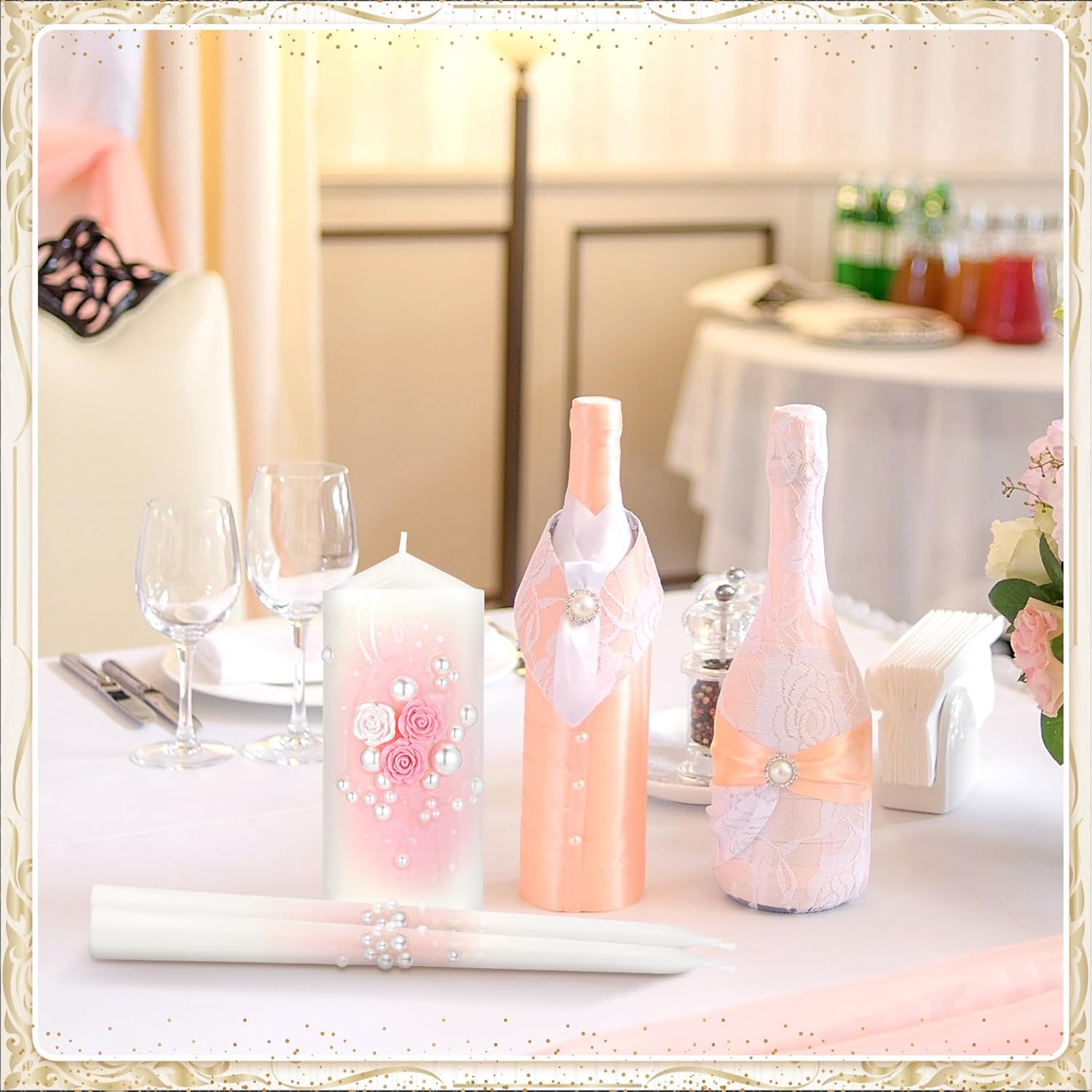 Glowing Sequoia Wedding Unity Candles Set