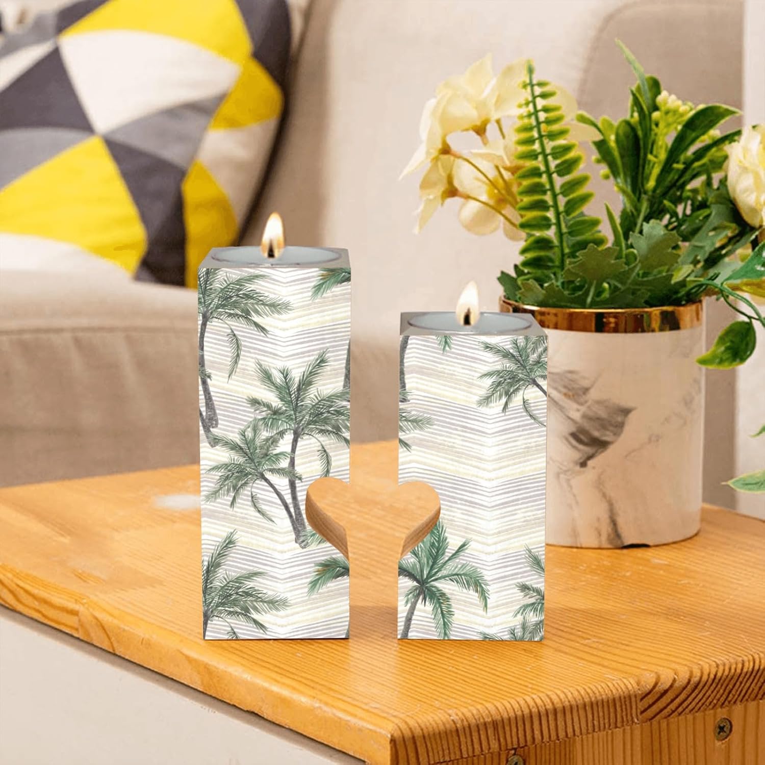 Tropical Background Candle Holders
