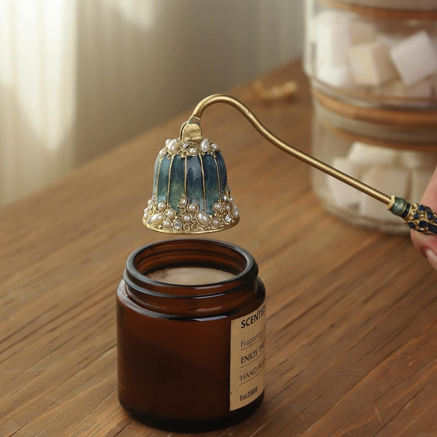 Elegant Royal-Style Candle Snuffer with Pearl Inlay