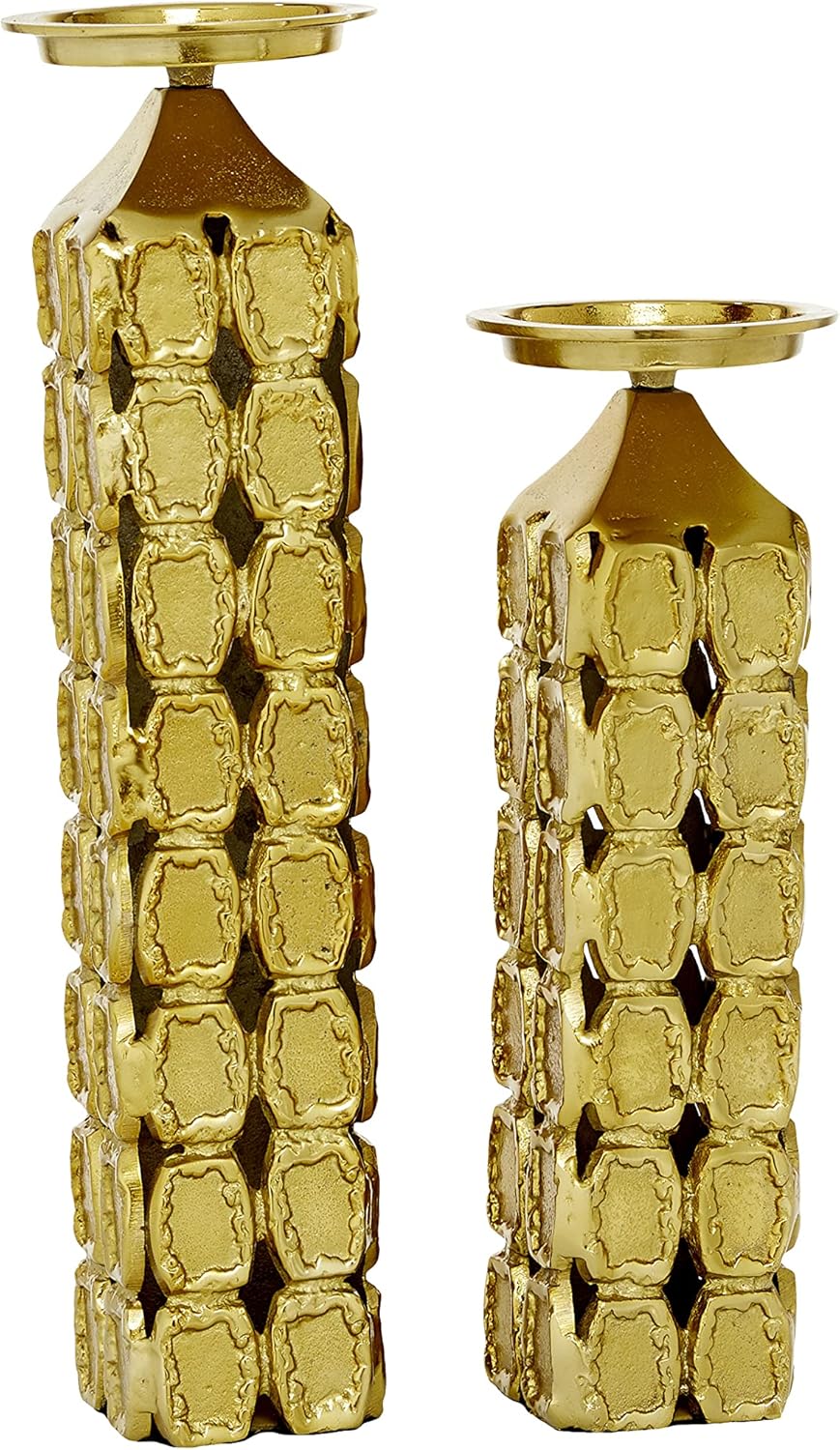 Contemporary Aluminum Cylinder Candle Holder Set