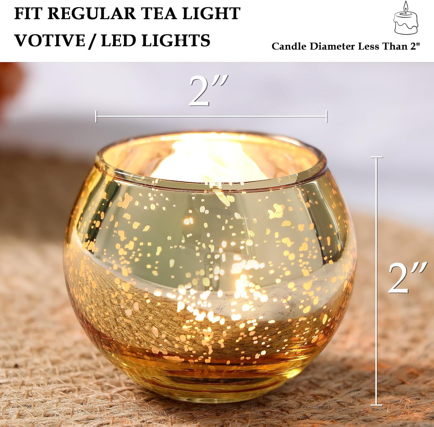 Set of 12 Gold Mercury Votive Candle Holders