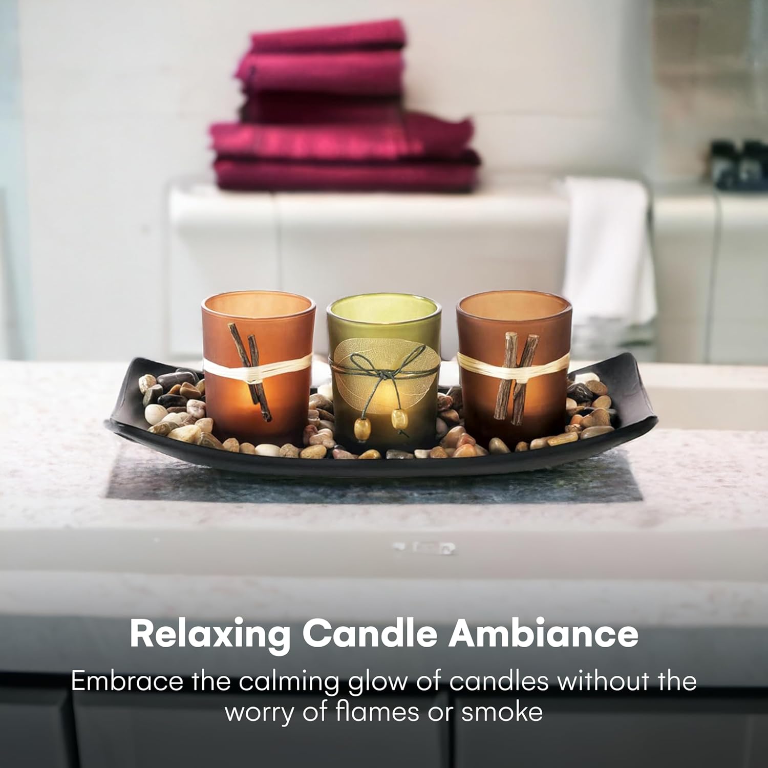 Elevate Your Space with 3 LED Tea Light Candle Holders in Earth Tones