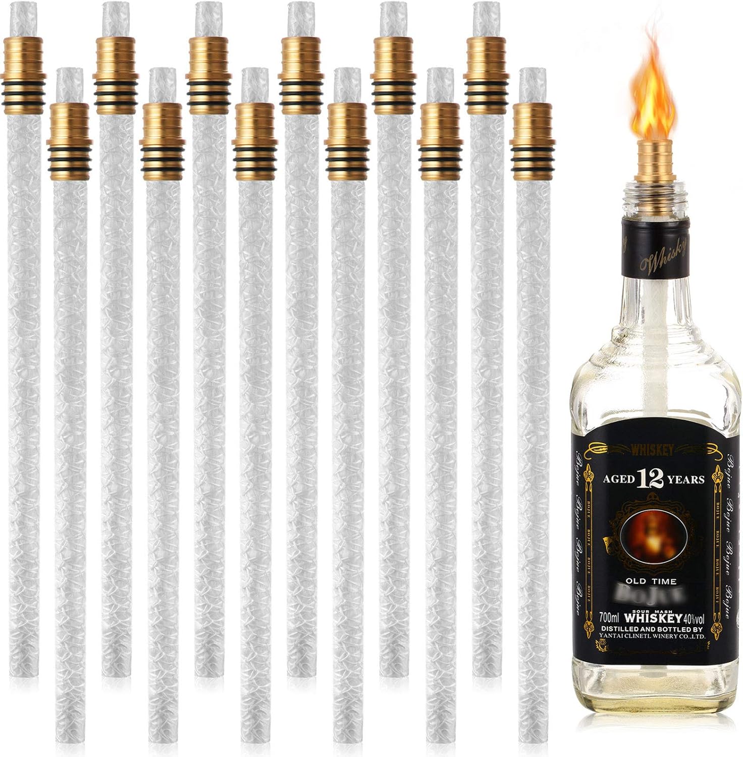 12-Piece Wine Bottle Torch Wicks and Holder Kit