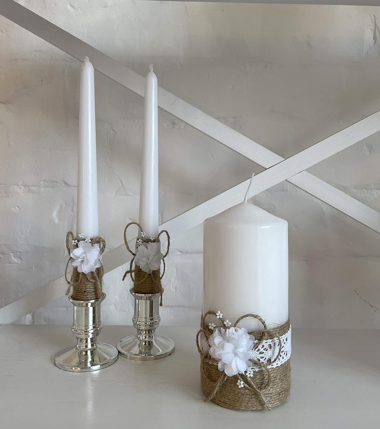Rustic Wedding Unity Candle Set - 6 Pillar and 2 10 Tapers