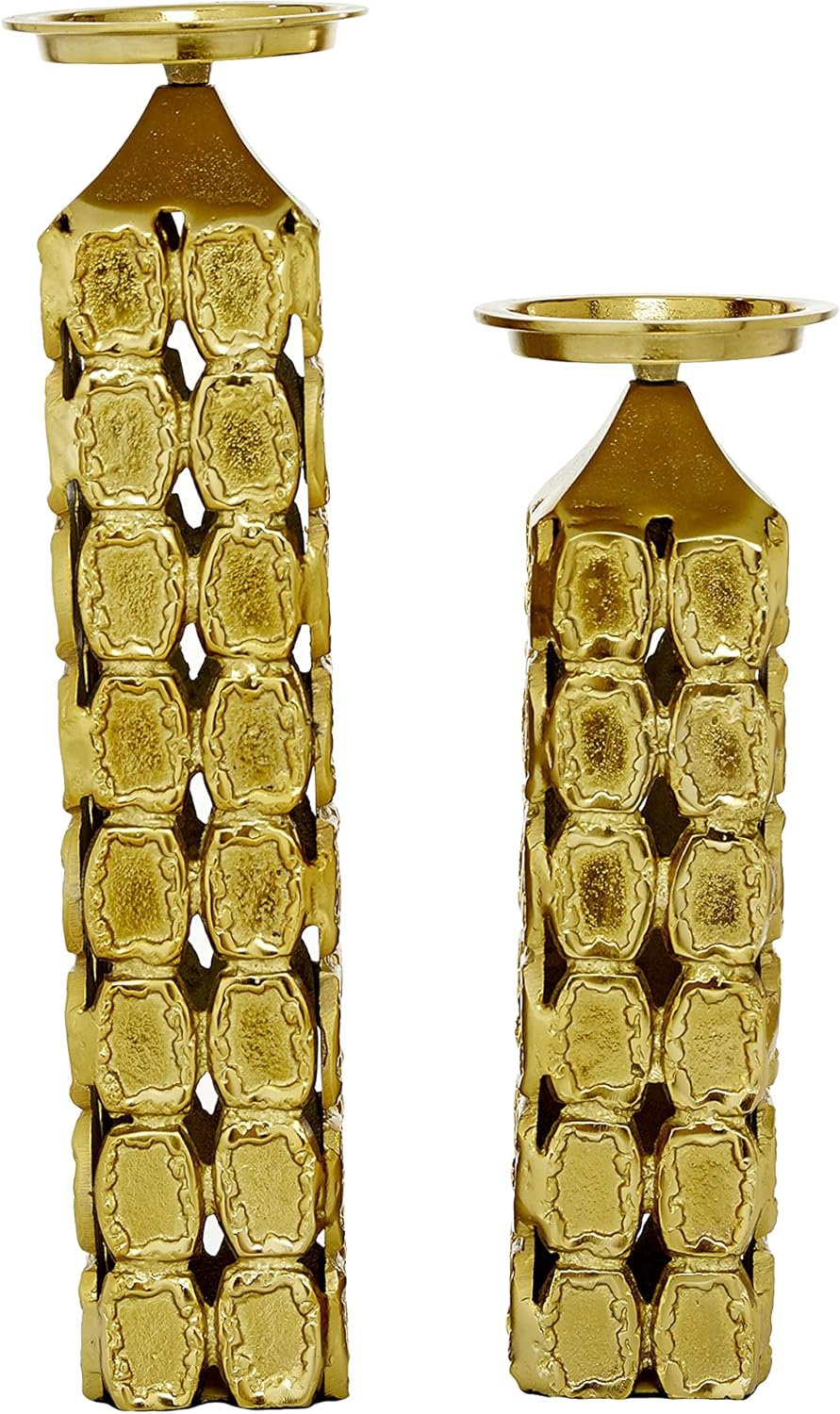 Contemporary Aluminum Cylinder Candle Holder Set