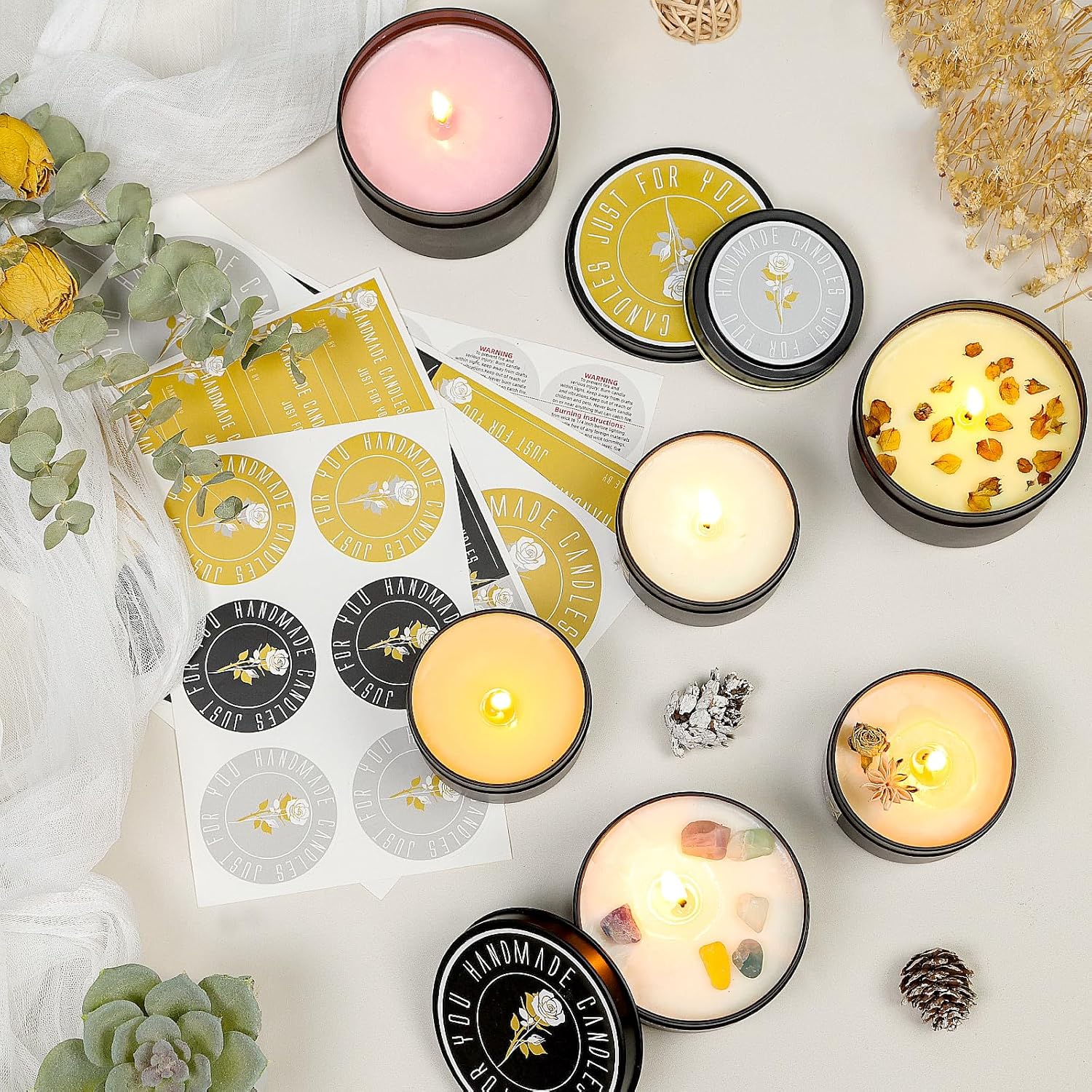 CONNOO 48-Piece Candle Tins Set