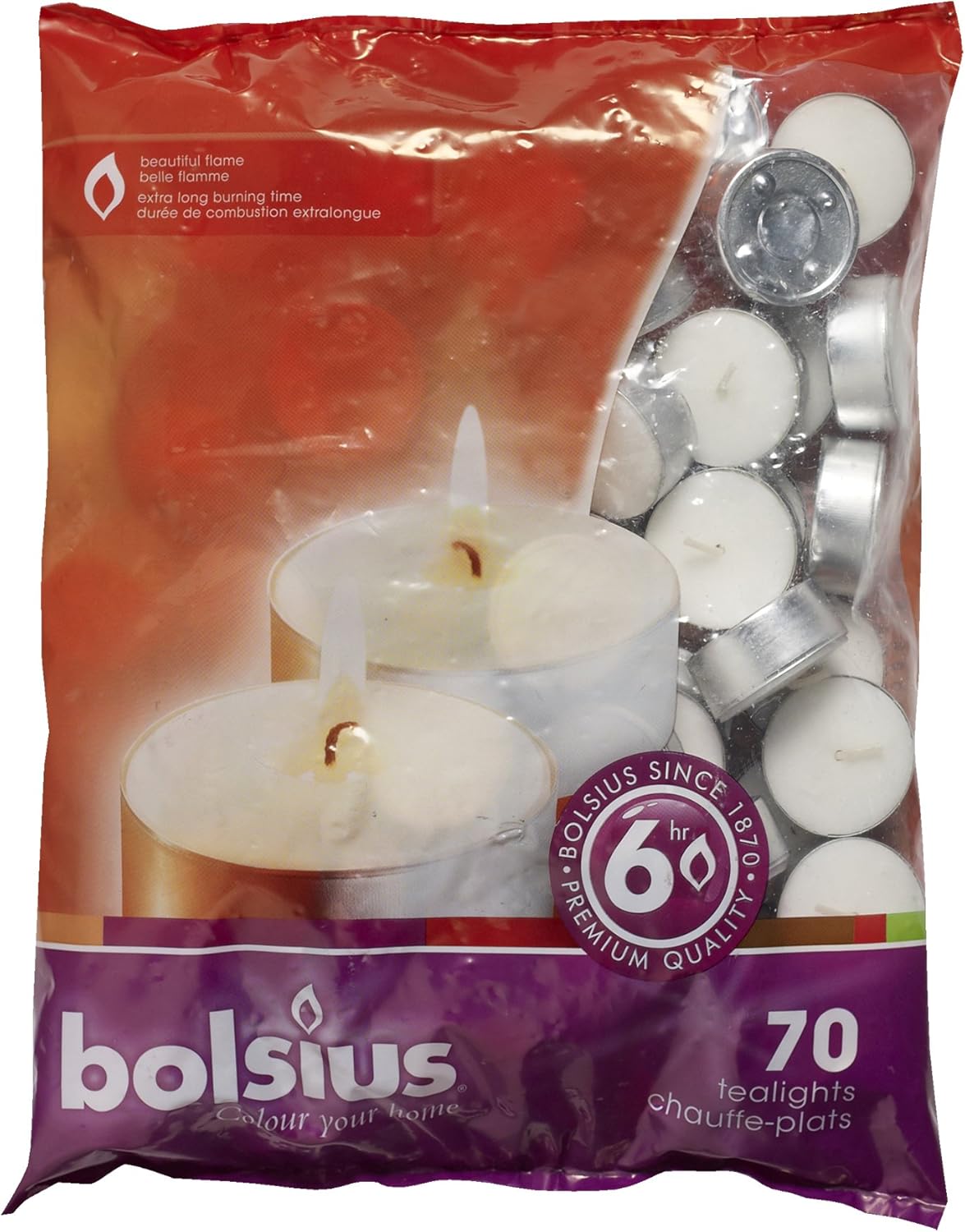 70 Count White Tea Lights Long-Burning 6 Hours