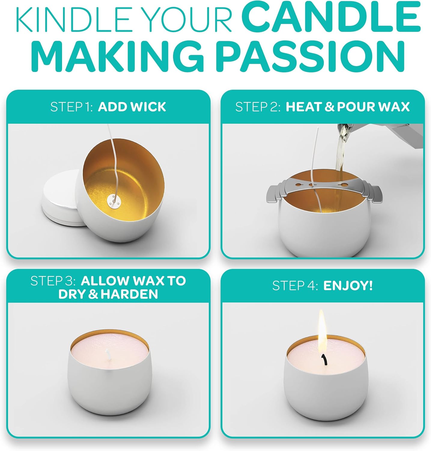 Pack of 24 Reusable Candle Jars with Lids