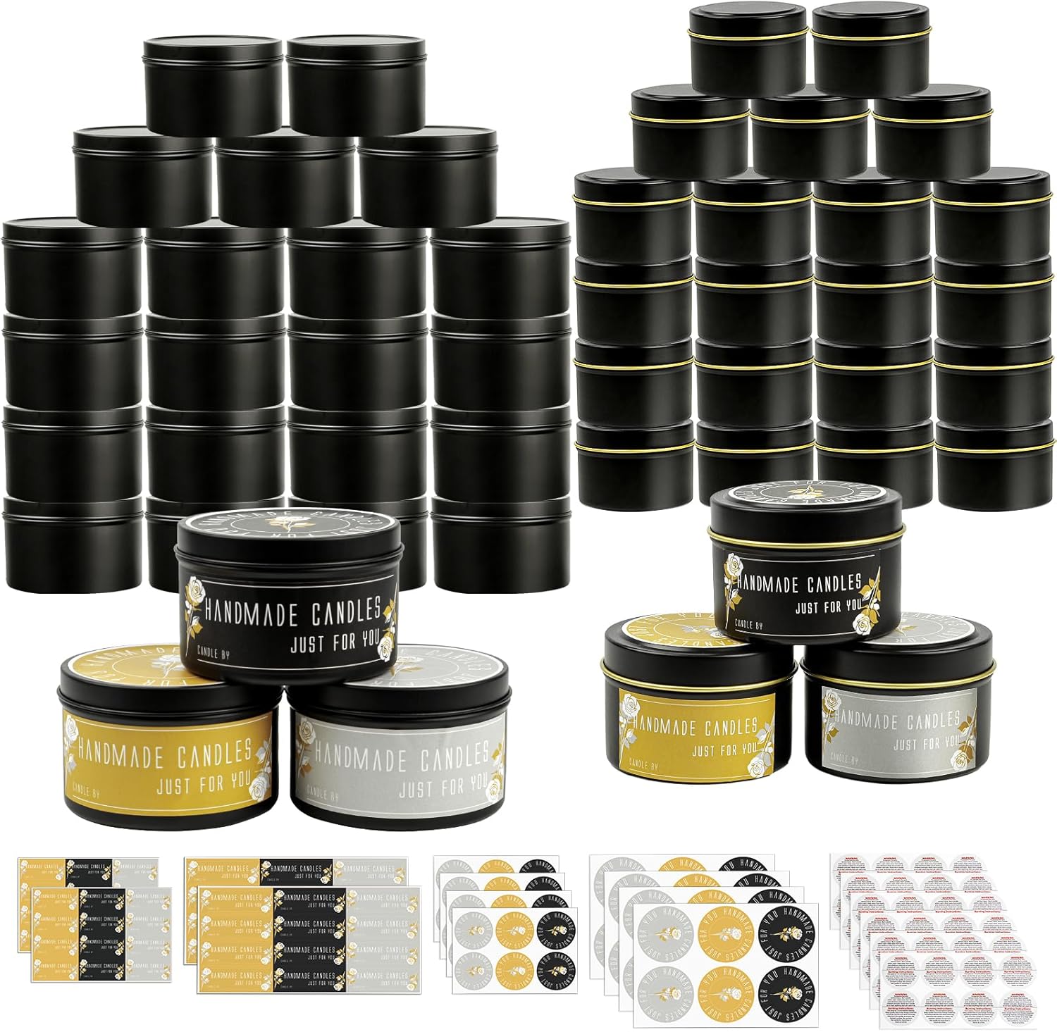 CONNOO 48-Piece Candle Tins Set