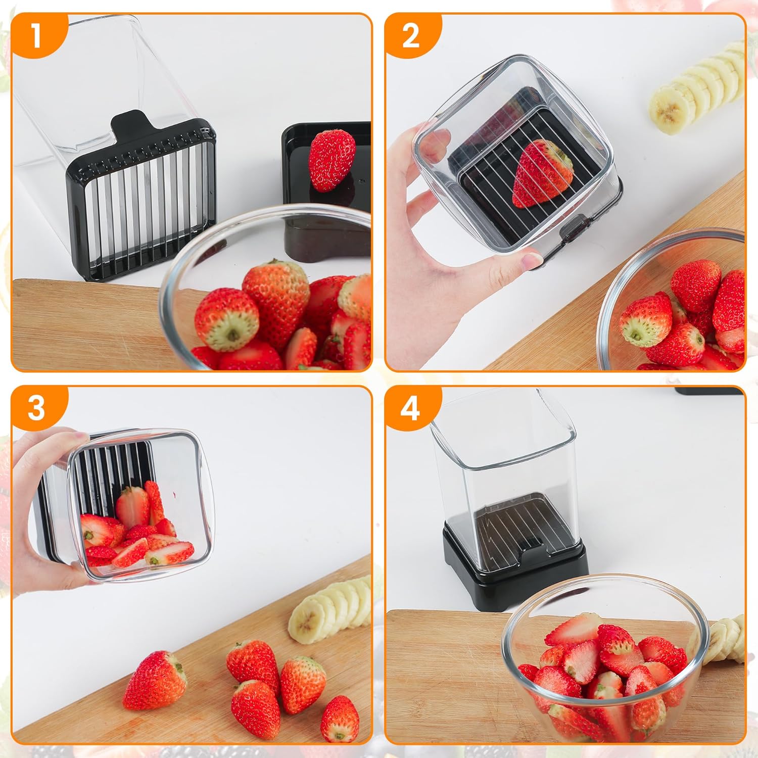 2-Pack Fruit Slicer Cup with Push Plate Durable Safe Kitchen Gadget