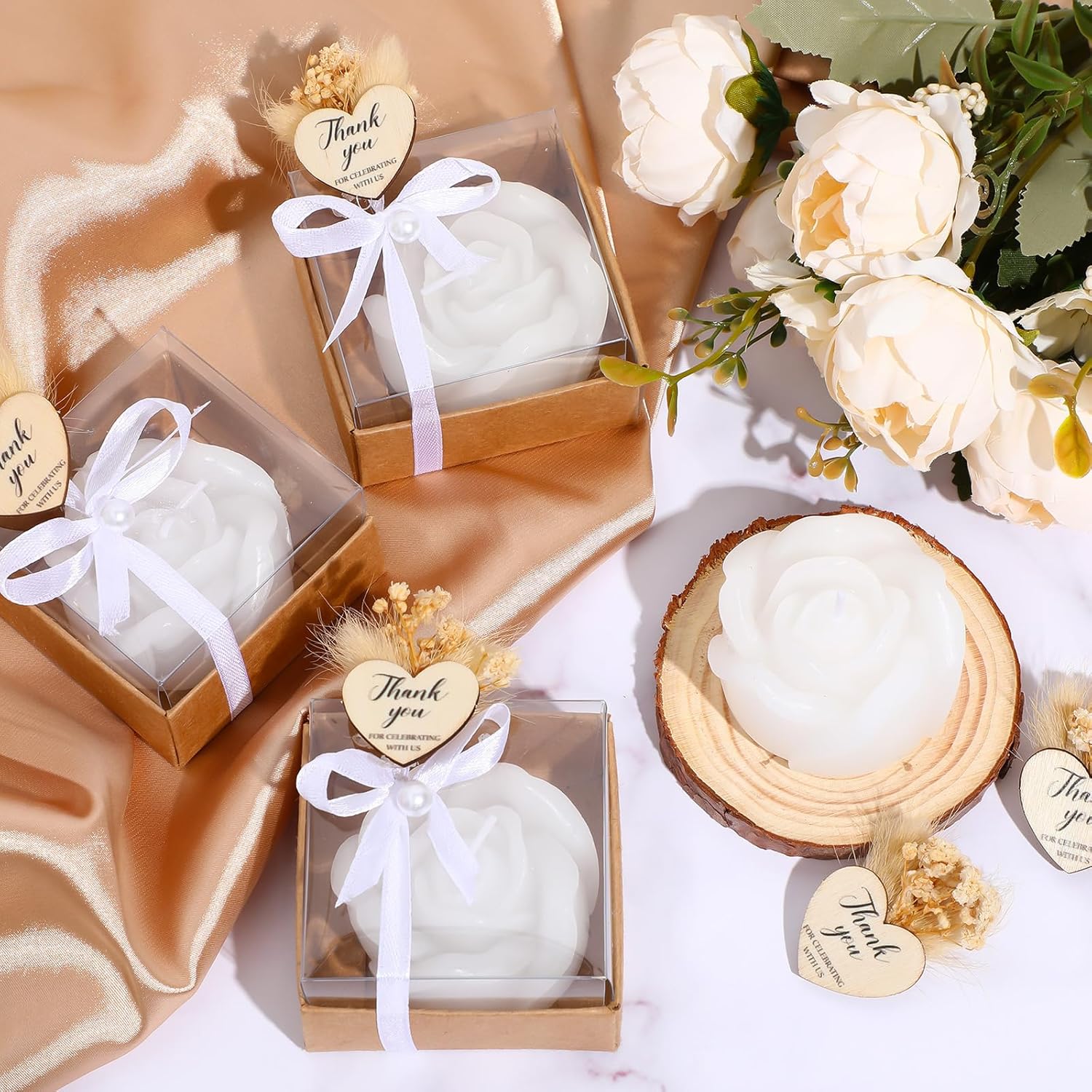 50 Sets Wedding Rose Candles Favor for Gifting