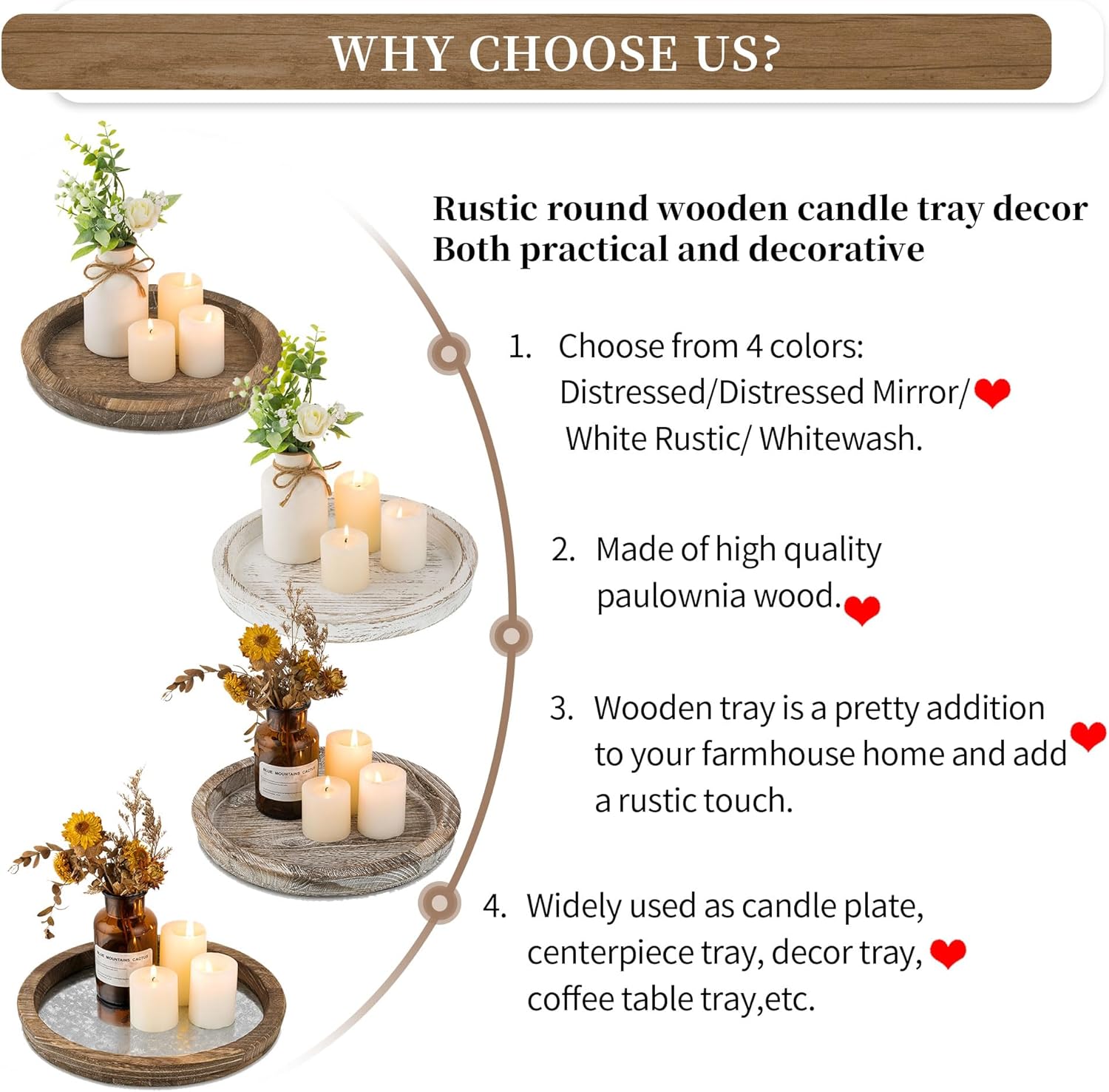 Hanobe Candle Plate Rustic Wooden Table Centerpiece