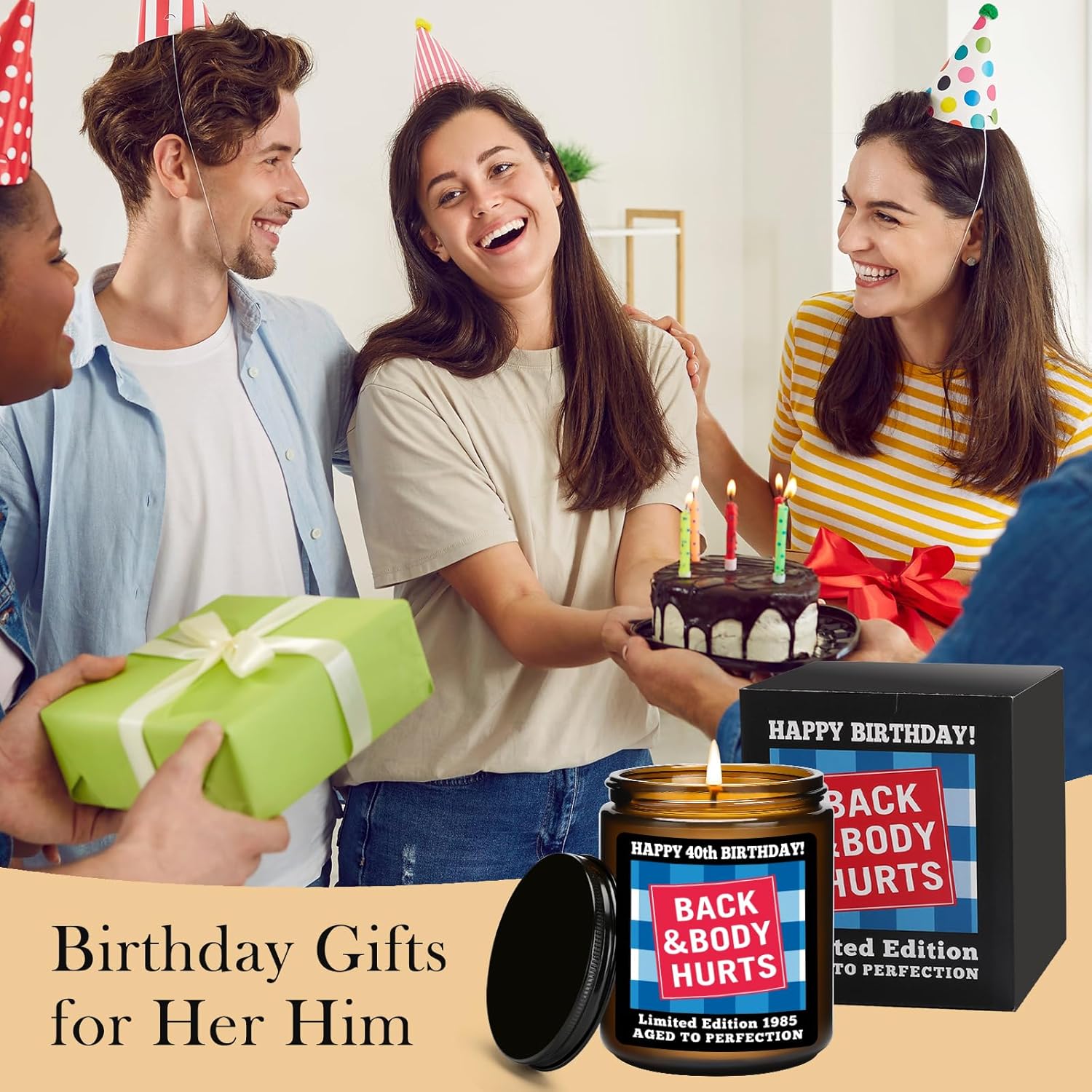 40th Birthday Candle for Women Men