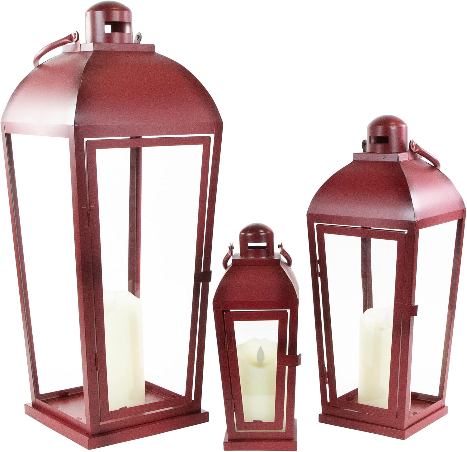 3-Piece Red Candle Lantern Set