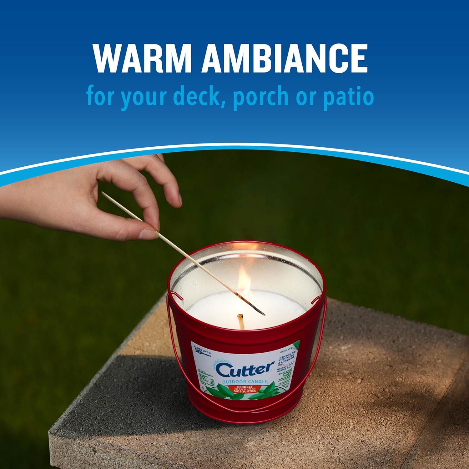 Cutter Candle Outdoor Citronella Mint Oils mosquitoes repel 17 oz jar