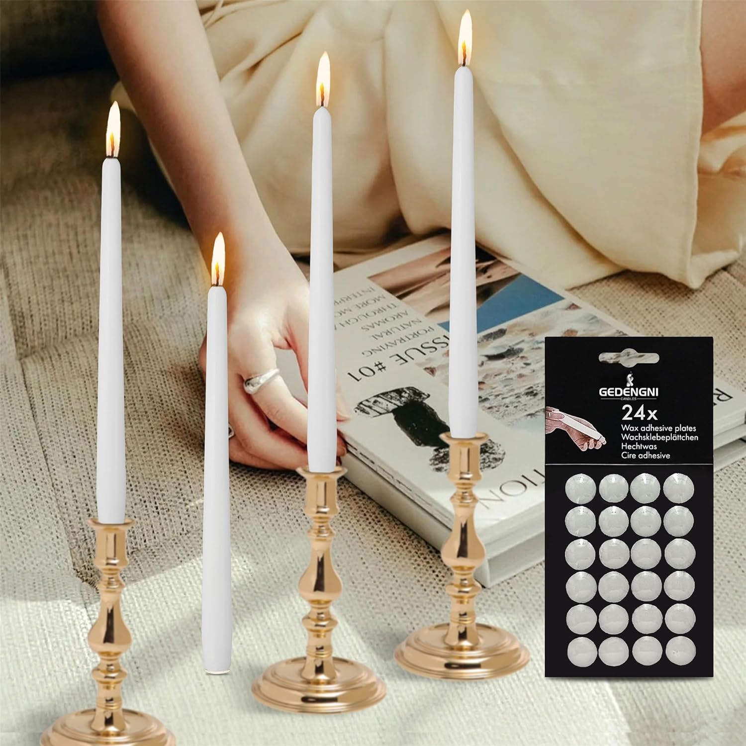 White Taper Candle Wax Dots