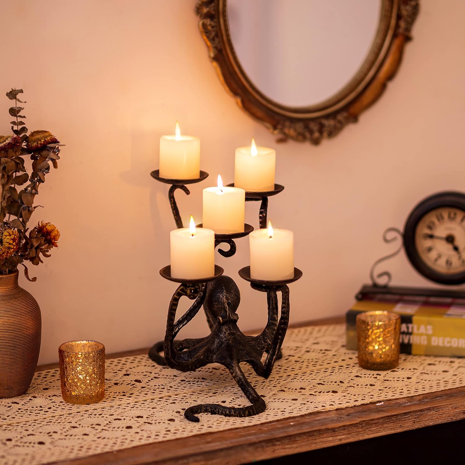 eye-catching Octopus Candle Holder for Halloween Table Centerpiece