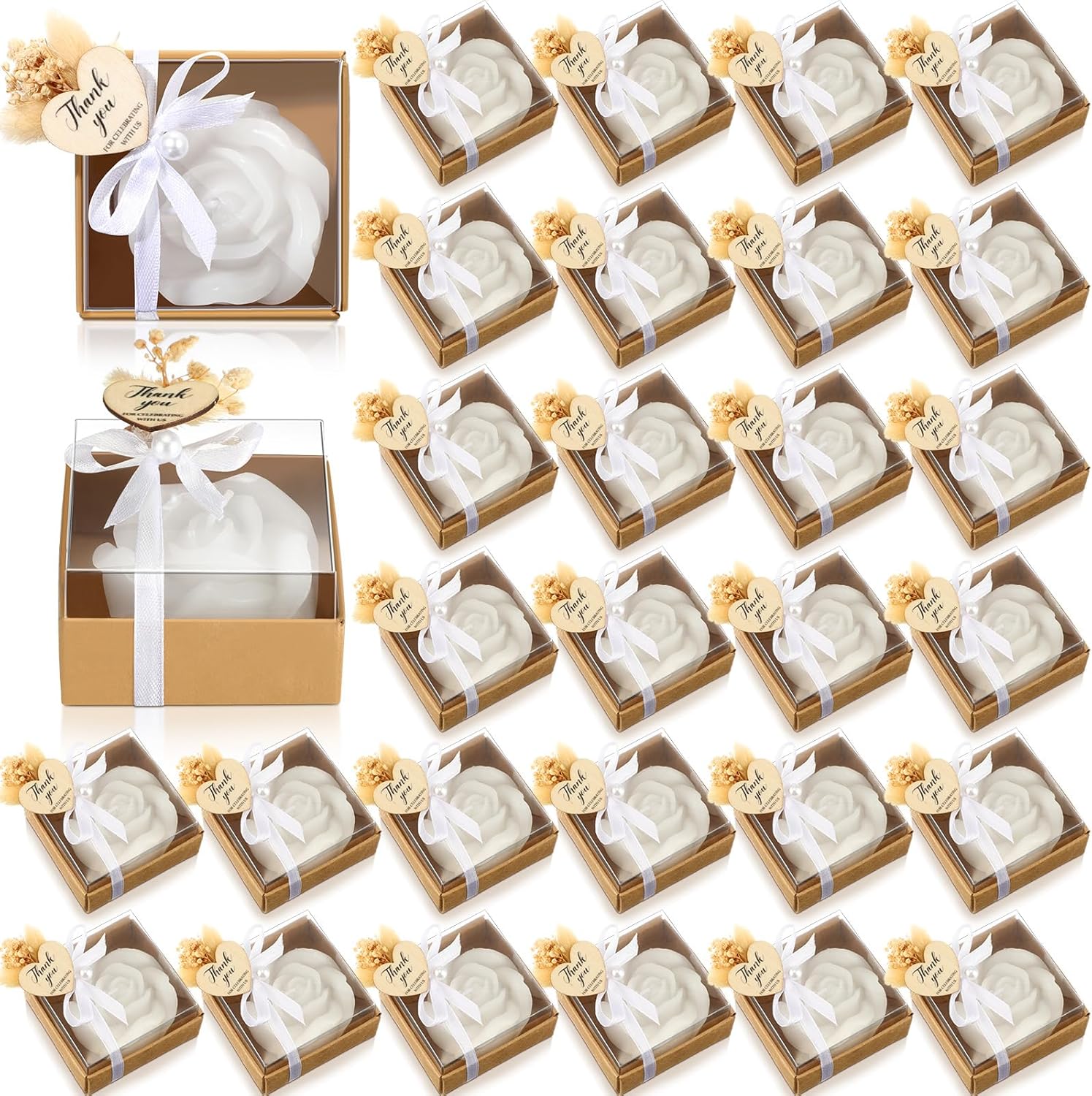 50 Sets Wedding Rose Candles Favor for Gifting