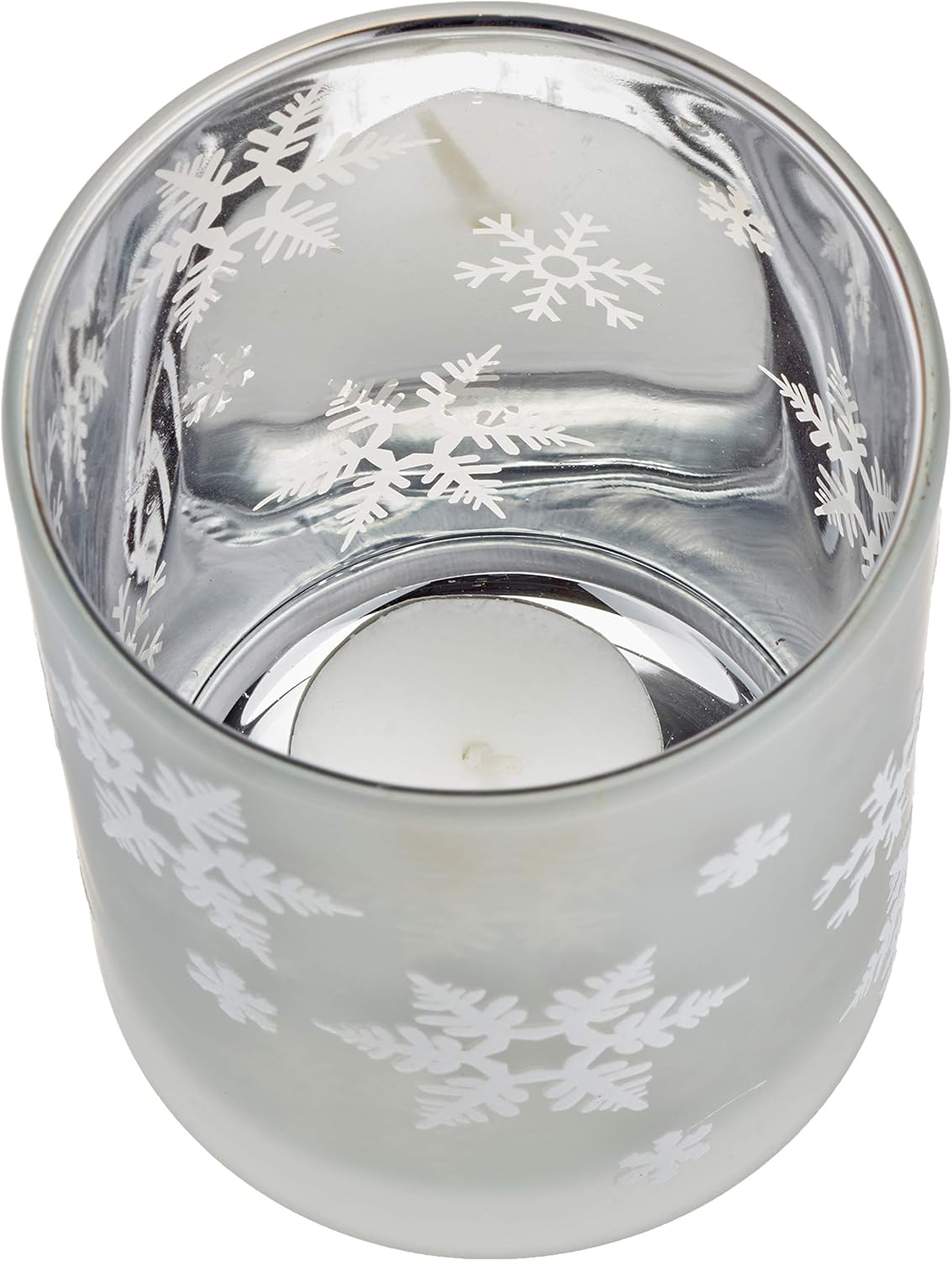 Stunning Alpine Snowflake Votive with Wood Lid - Set of 2
