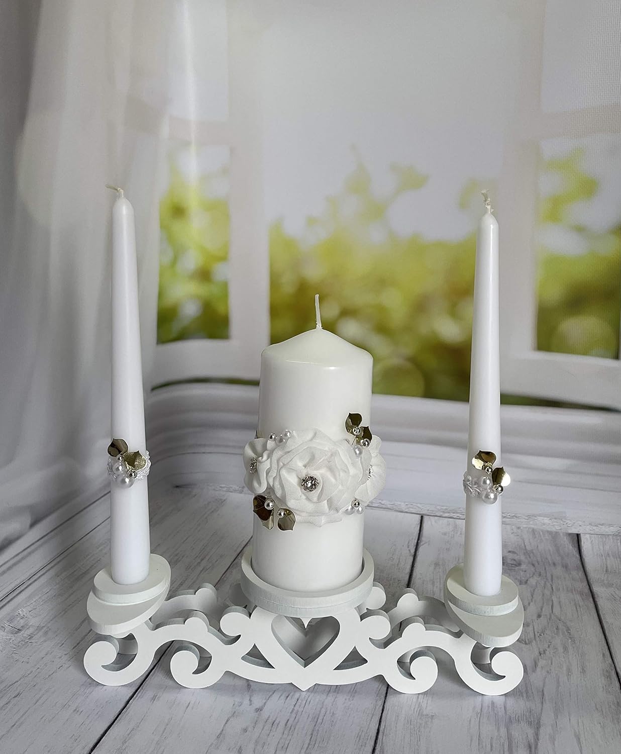 Unity Candle Holder Set with Heart 1