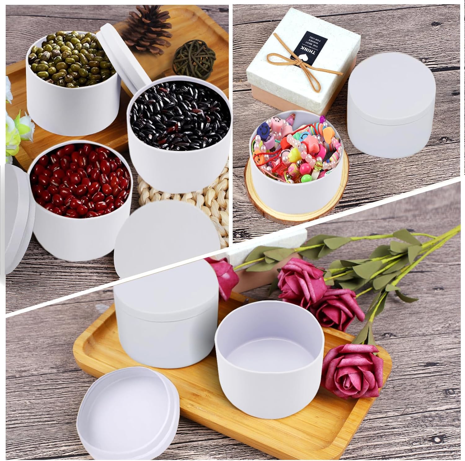 BBAXI 24-Piece Matte White Candle Tin for DIY Storage Travel